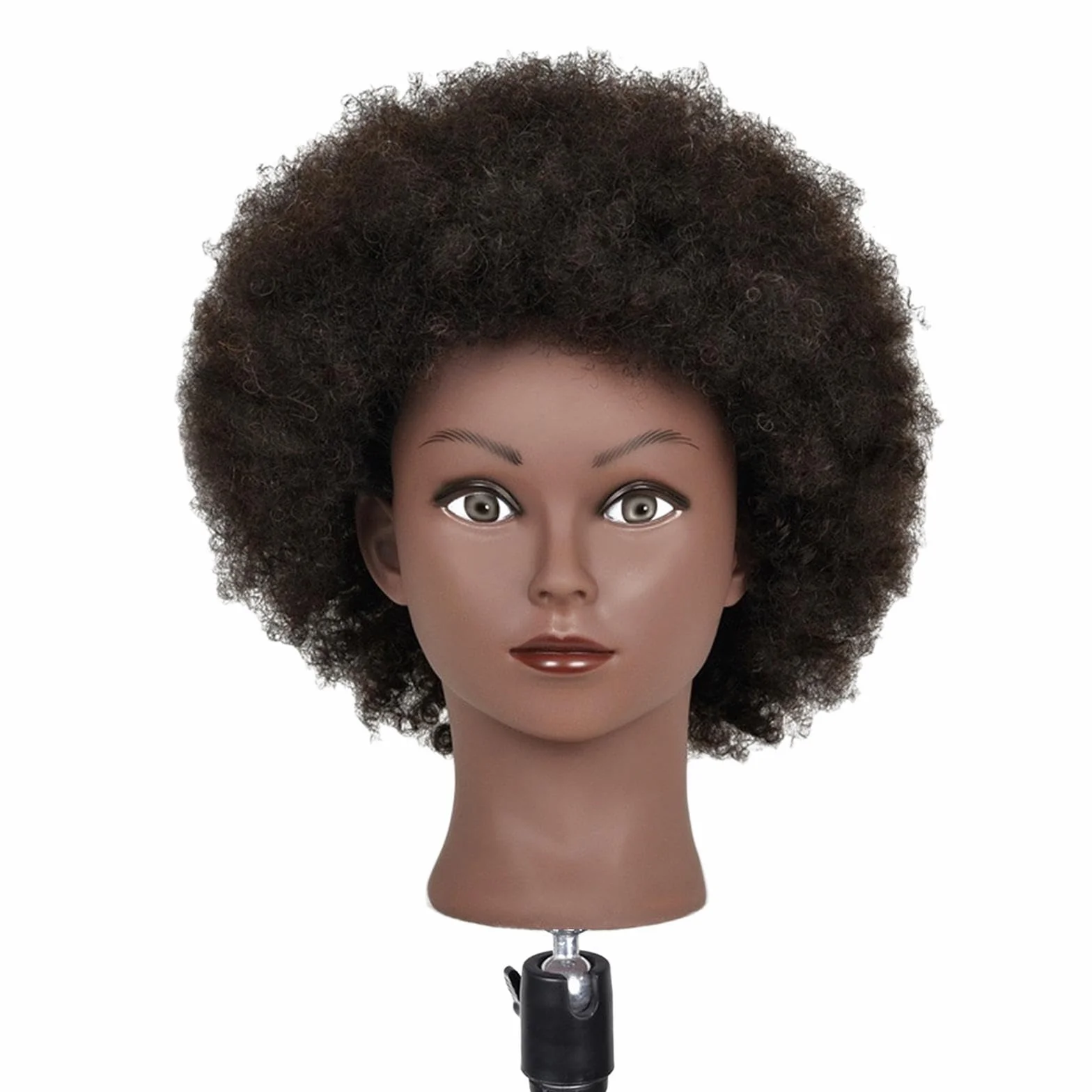 Głowa lalki do ćwiczeń stylizacji włosów z mocnym zaciskiem manekina fryzjerskiego afro jasnoczarna