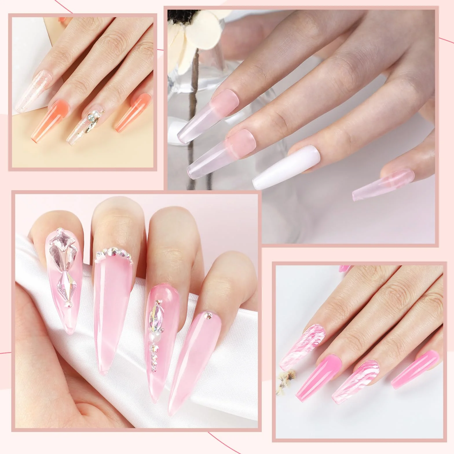 Zestaw żelowych paznokci poly do manicure'u z lampą UV 36 W, 6 kolorów, przedłużenie z podstawą i wierzchnią powłoką, akrylowe slipy