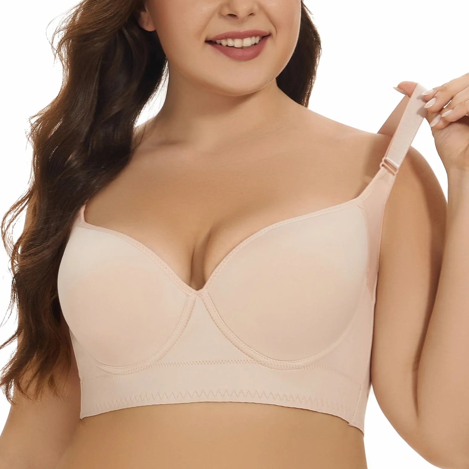 Postpartum Recovery Bras For Women High Compression Push Up Sculpting Camisole Bra Underwear With 8-Row Buckles (Color : Beige, Size : 90/40D)