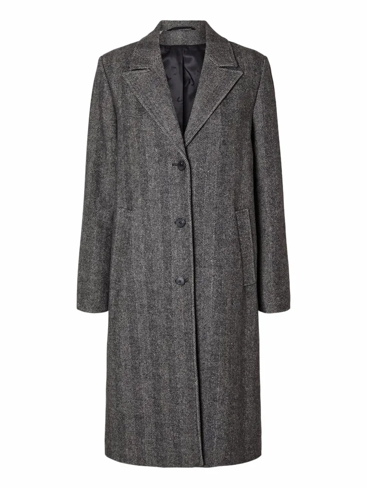 SELECTED FEMME Płaszcz Kobiety Slfnew Alma Wool Coat Herringbone Noos