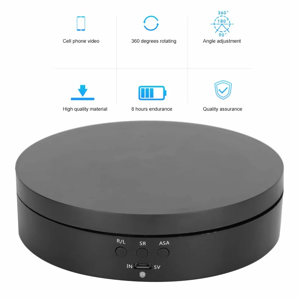 Elektryczny gramofon 360 stopni, 3-biegowy uchwyt ładujący 2-4KG uchwyt wyświetlacza dwukierunkowego obrotowego obrotowego gramofonu idealna platforma obrotowa do trójnika