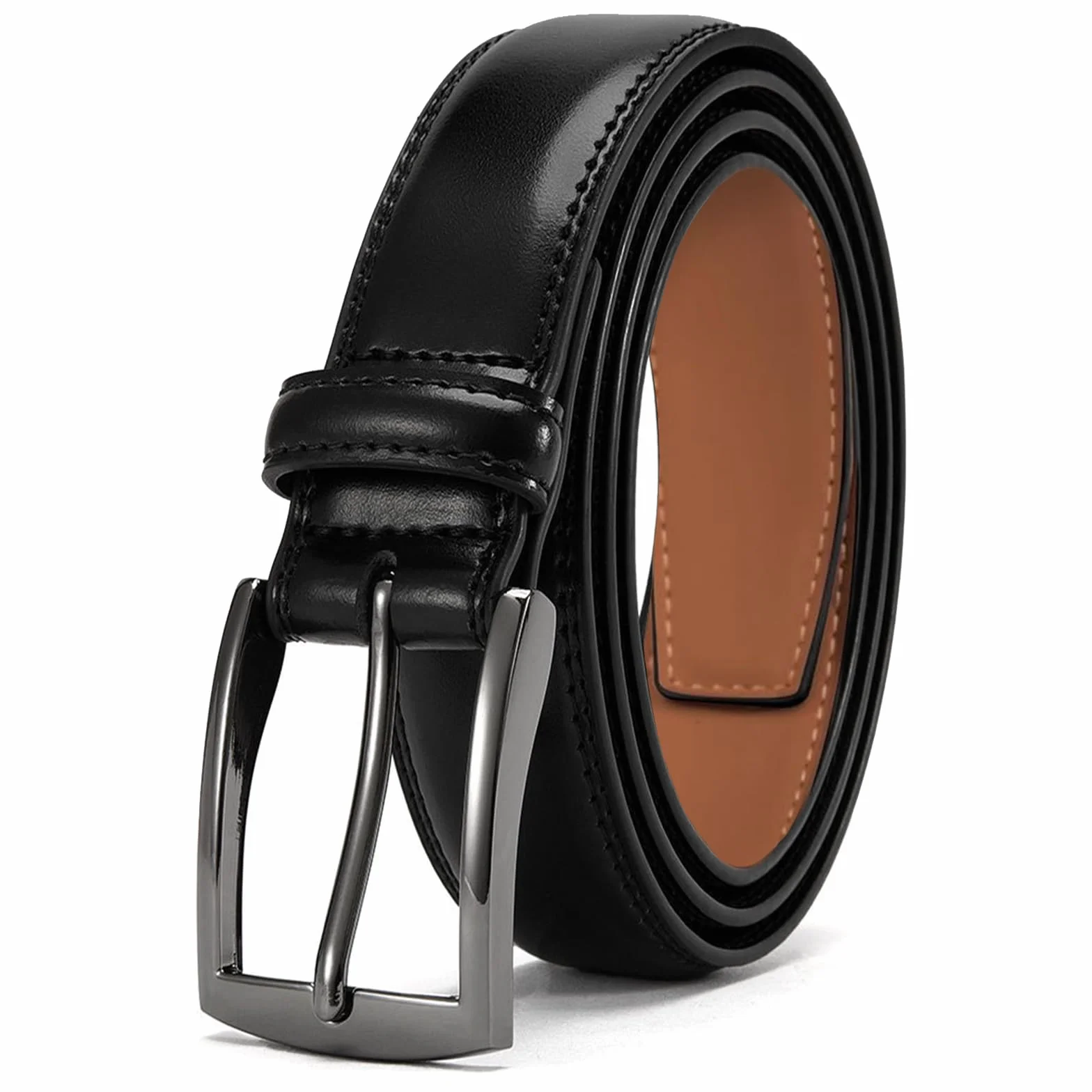 flintronic Pasek skórzany dla mężczyzn, pasek z poliuretanowej skóry, regulowany pasek klasyczny o szerokości 28 mm, modne paski do garnituru, ubioru biznesowego, dżinsów na co dzień, #1 czarny, 120CM