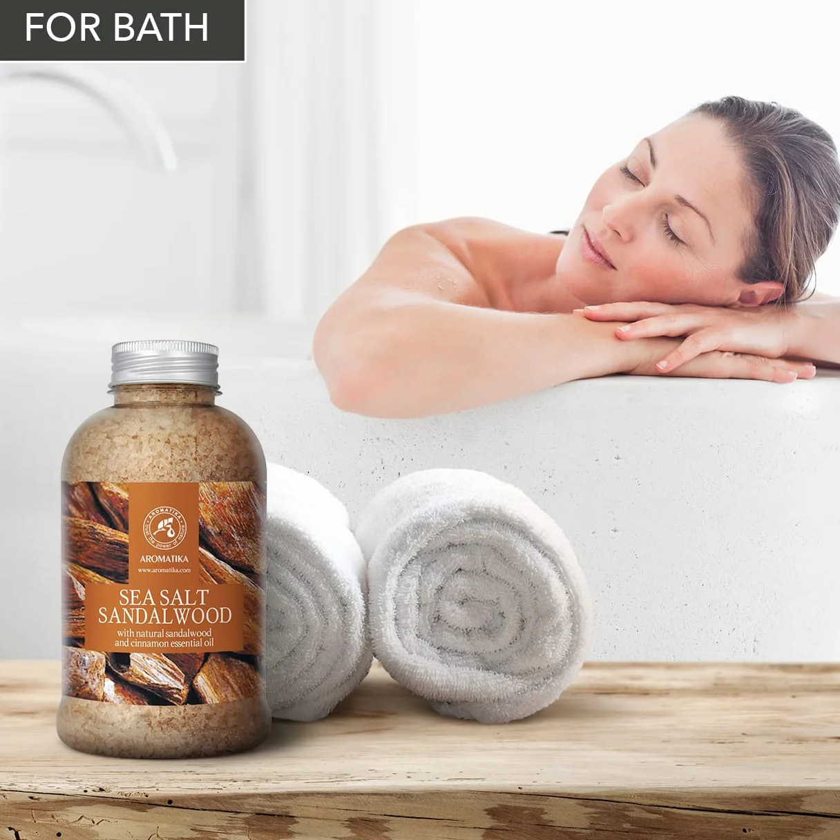 Bath Salts Sandalwood 600g Natural Sandalwood Cinnamon Essential Oil Sea Salt Relaxing Body Care