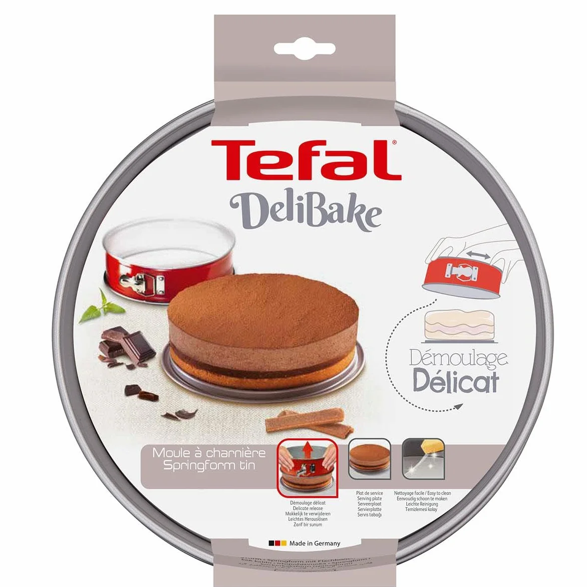 Tefal 1641214 Delibake forma do pieczenia z zawiasami, 23 cm, czerwień węglowa