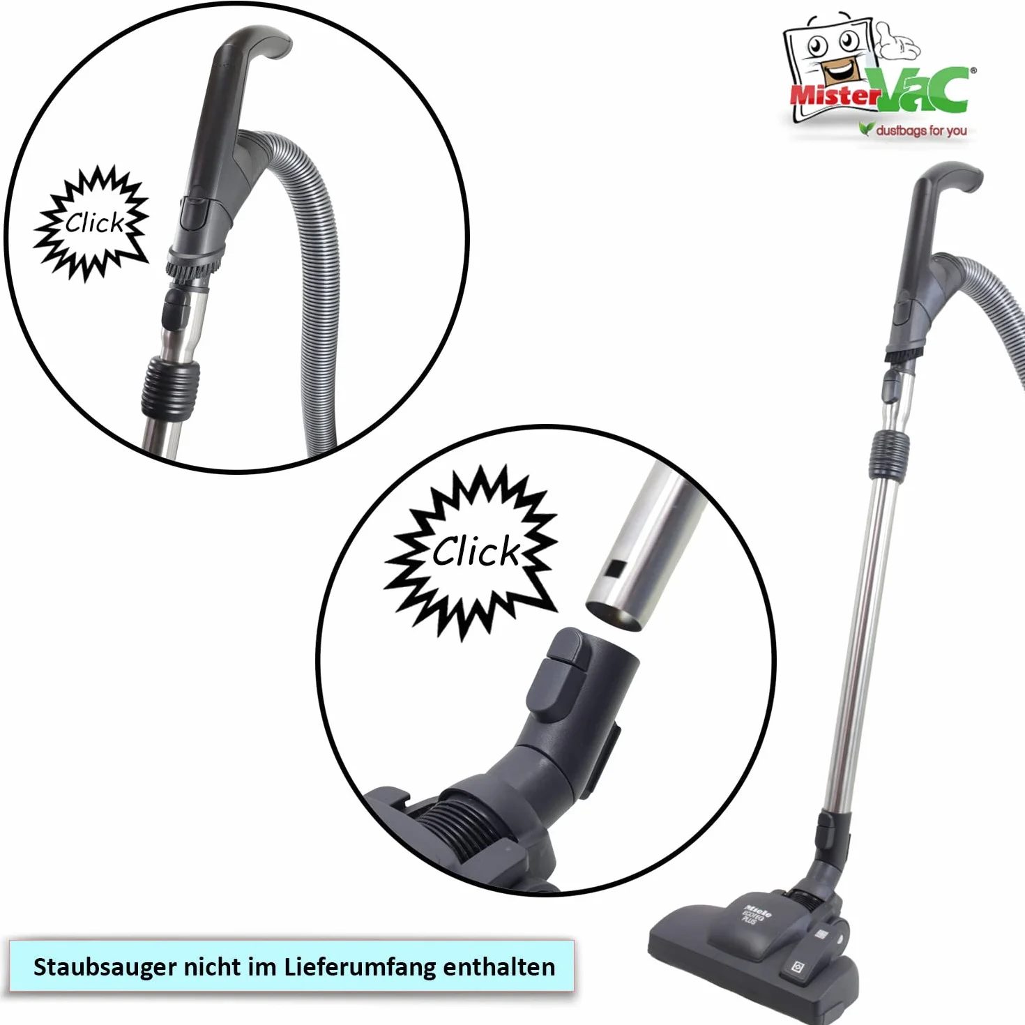 MisterVac | Teleskopowa rura do odkurzacza kompatybilna z Miele Blizzard CX1 Excellence EcoLine SKCP3 HS16