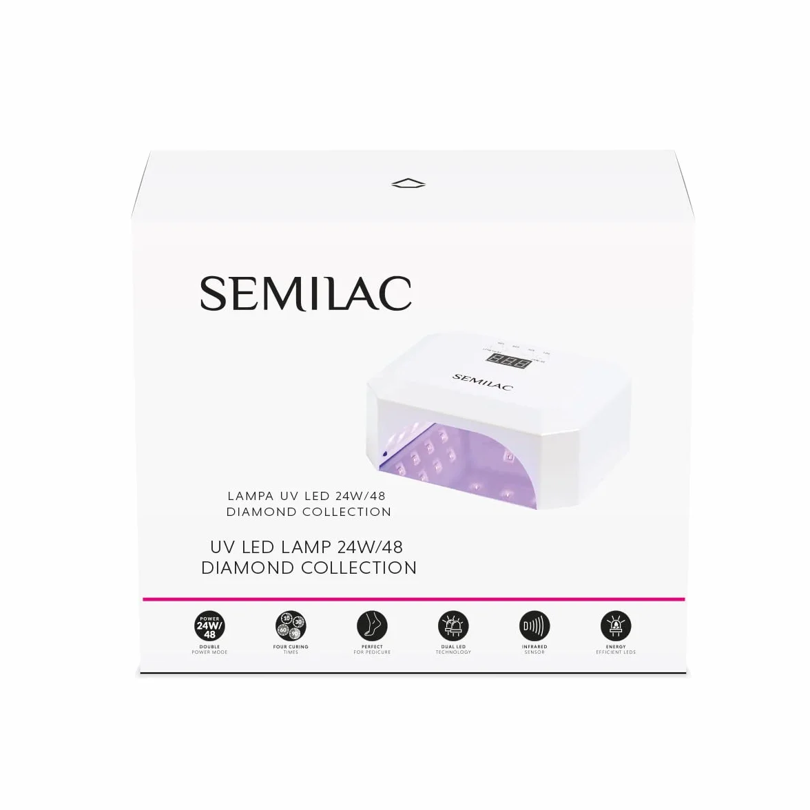 Semilac Profesjonalna Lampa UV LED Do Paznokci Hybrydy Żele Manicure 24W/48