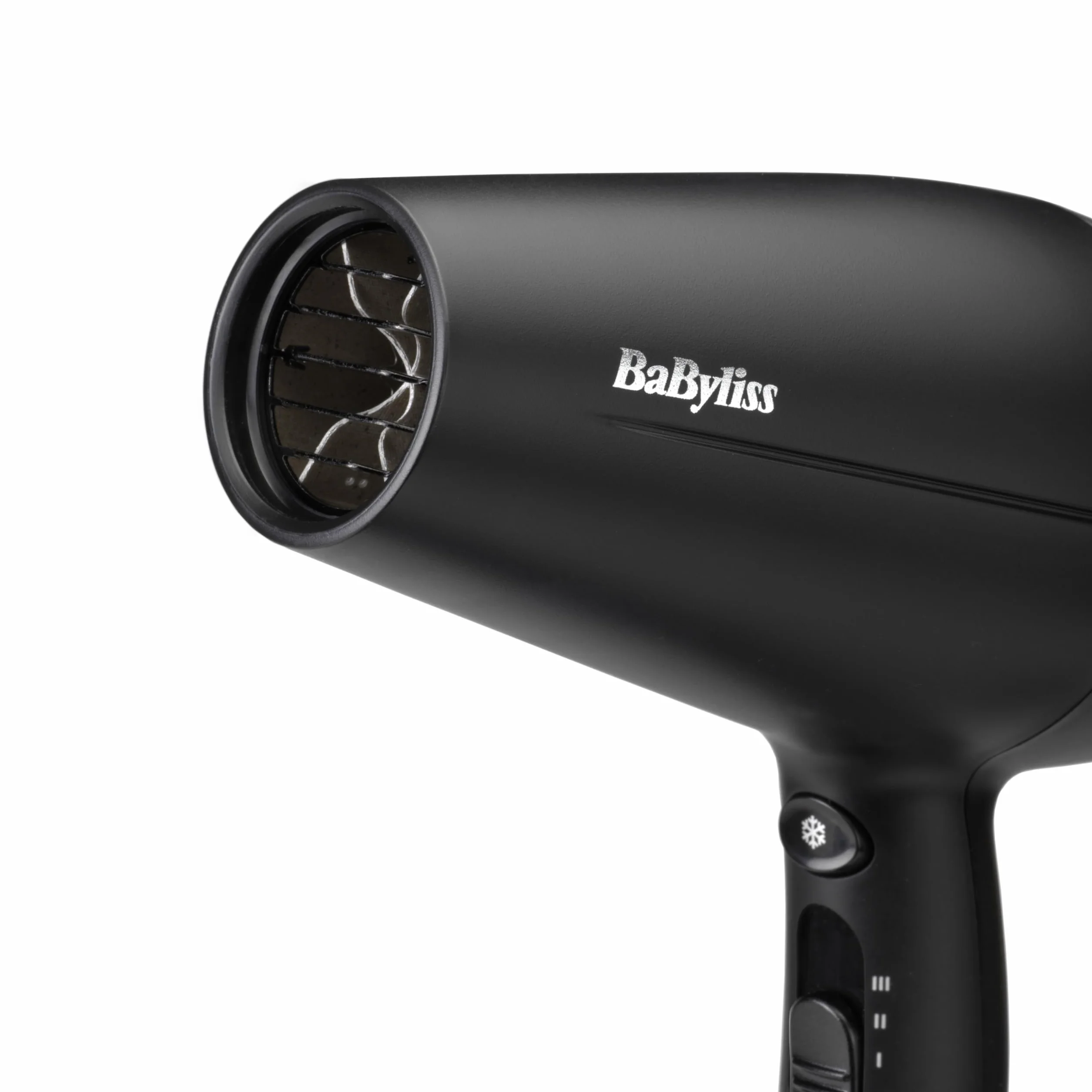 Suszarka do włosów BaByliss Turbo Smooth - 2200 W Mocna suszarka do włosów, Duży dyfuzor, jonizacja bez puszenia włosów, 3 ustawienia temperatury i 2 prędkości, Czarny, D572DE