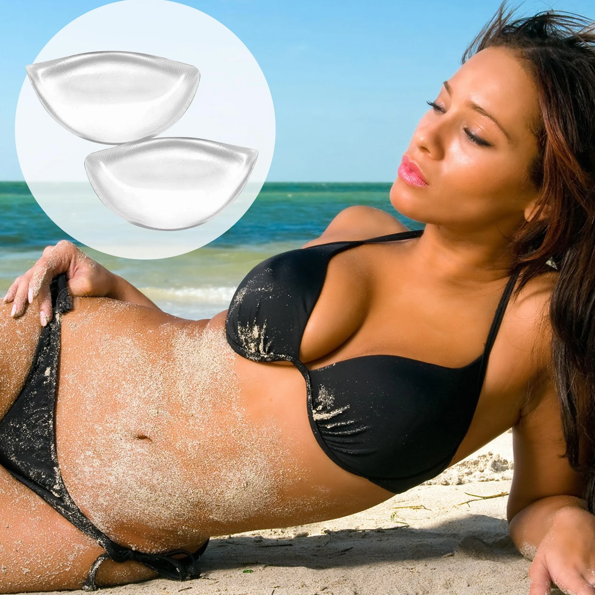 Silikonowe wkładki do biustonosza 1 para przezroczyste wkładki do biustonosza push up wodoodporne silikonowe wkładki do biustonosza zdejmowane wkładki bikini do kostiumu kąpielowego/kostiumu