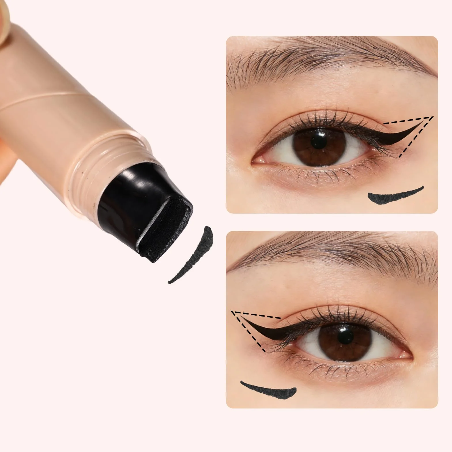 2szt Składane Stemple do Eyelinera, Dwustronny Czarny Płynny Eyeliner w Żelu w Formie Stempla dla Początkujących Łatwe Rysowanie Wykwintnego Makijażu