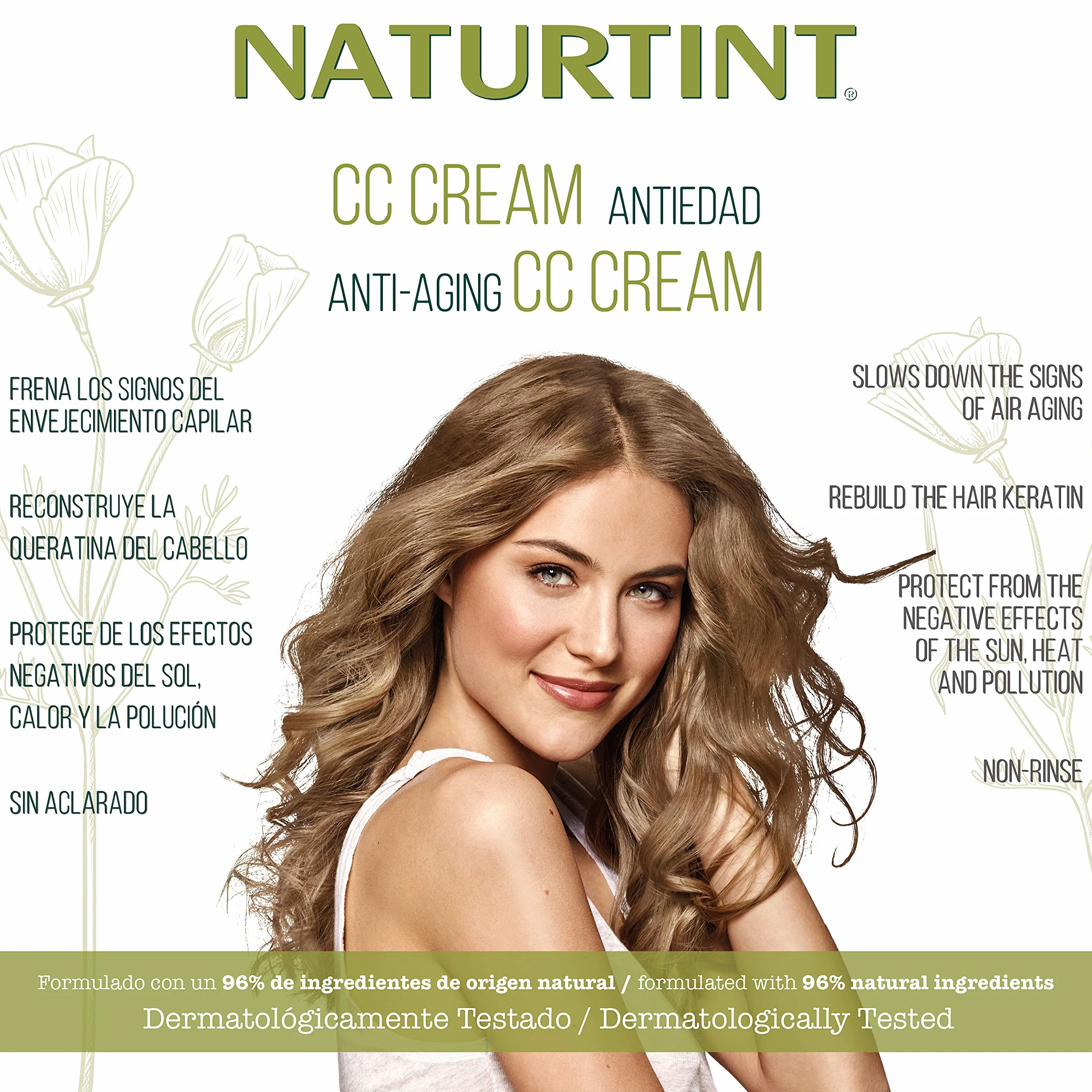 Naturtint CC Cream Antiorn - maska ​​kapilarna bez płukania. Suche i uszkodzone włosy. Naprawa, nawilżenie, wytrzymałość i objętość. 96% naturalnych składników. Kędzierzawy metodę apt. 200ml.
