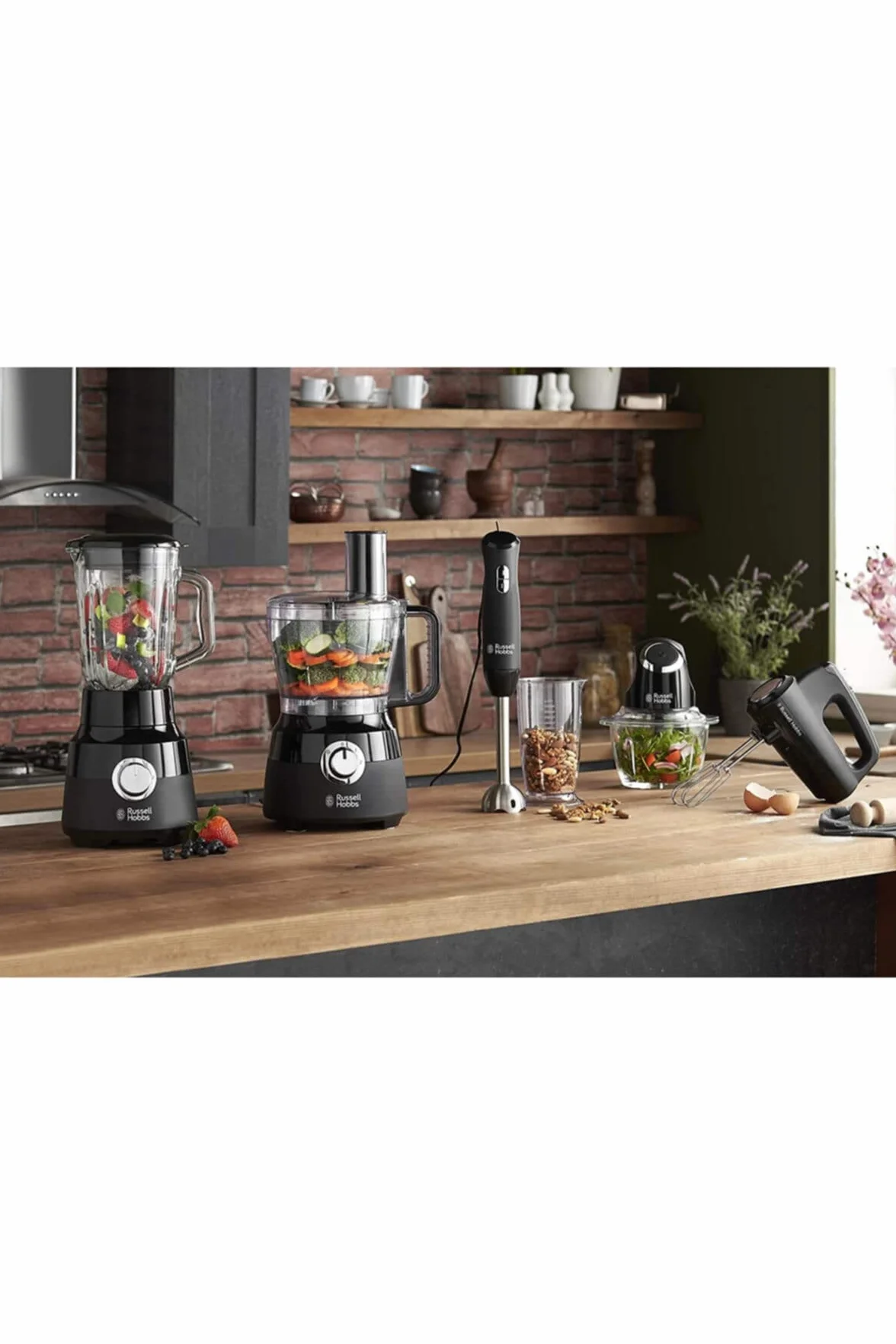 Russell Hobbs mikser ręczny, 5 ustawień prędkości + pulsacyjna, chromowane końcówki, ubijanie i ugniatanie ciasta, możliwość ustawienia na podstawie, moc 350W, czarny, Desire 24672-56