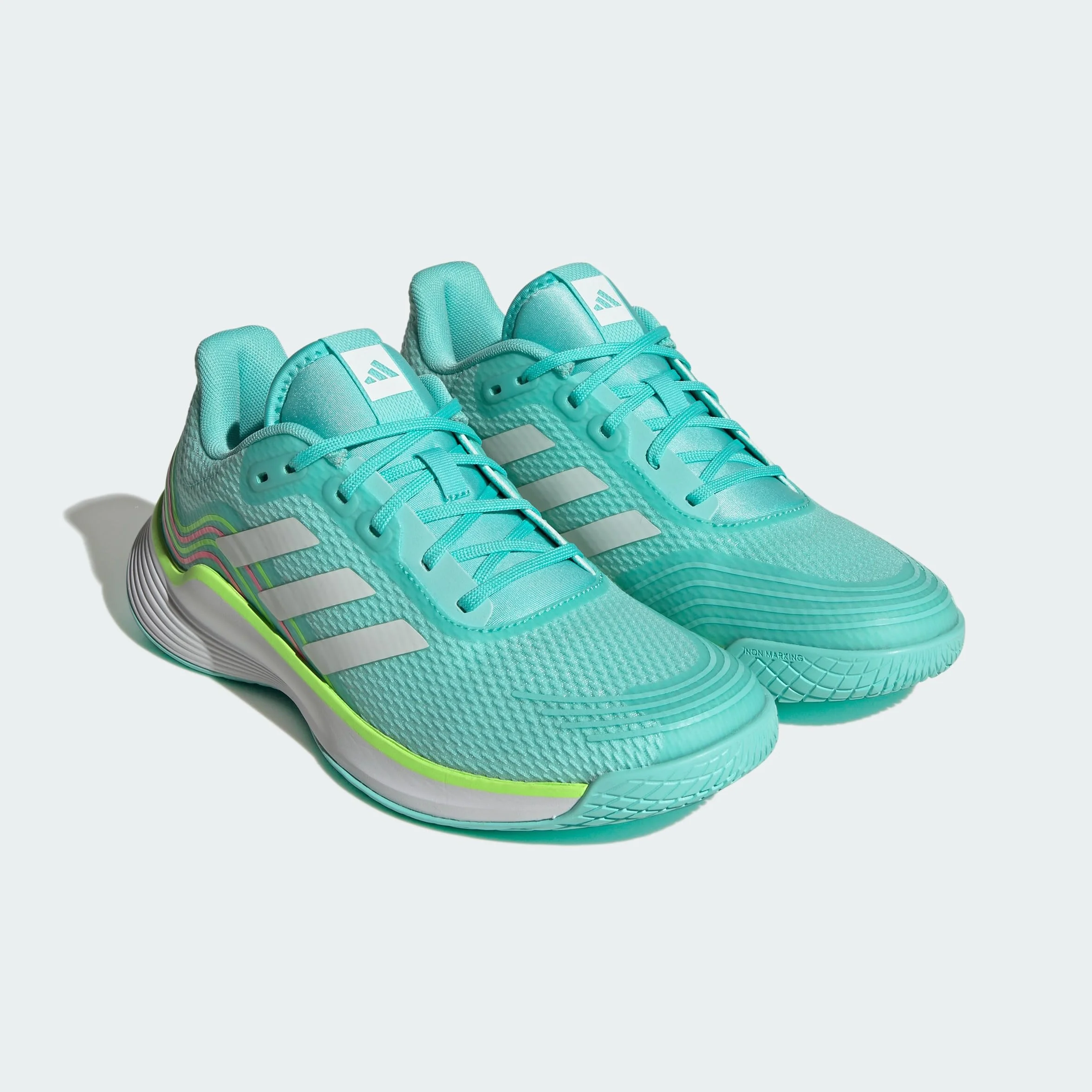 adidas Kobiety Novaflight Volleyball Shoes, Flash Aqua/Cloud White/Lucid Lemon, 41 1/3 EU