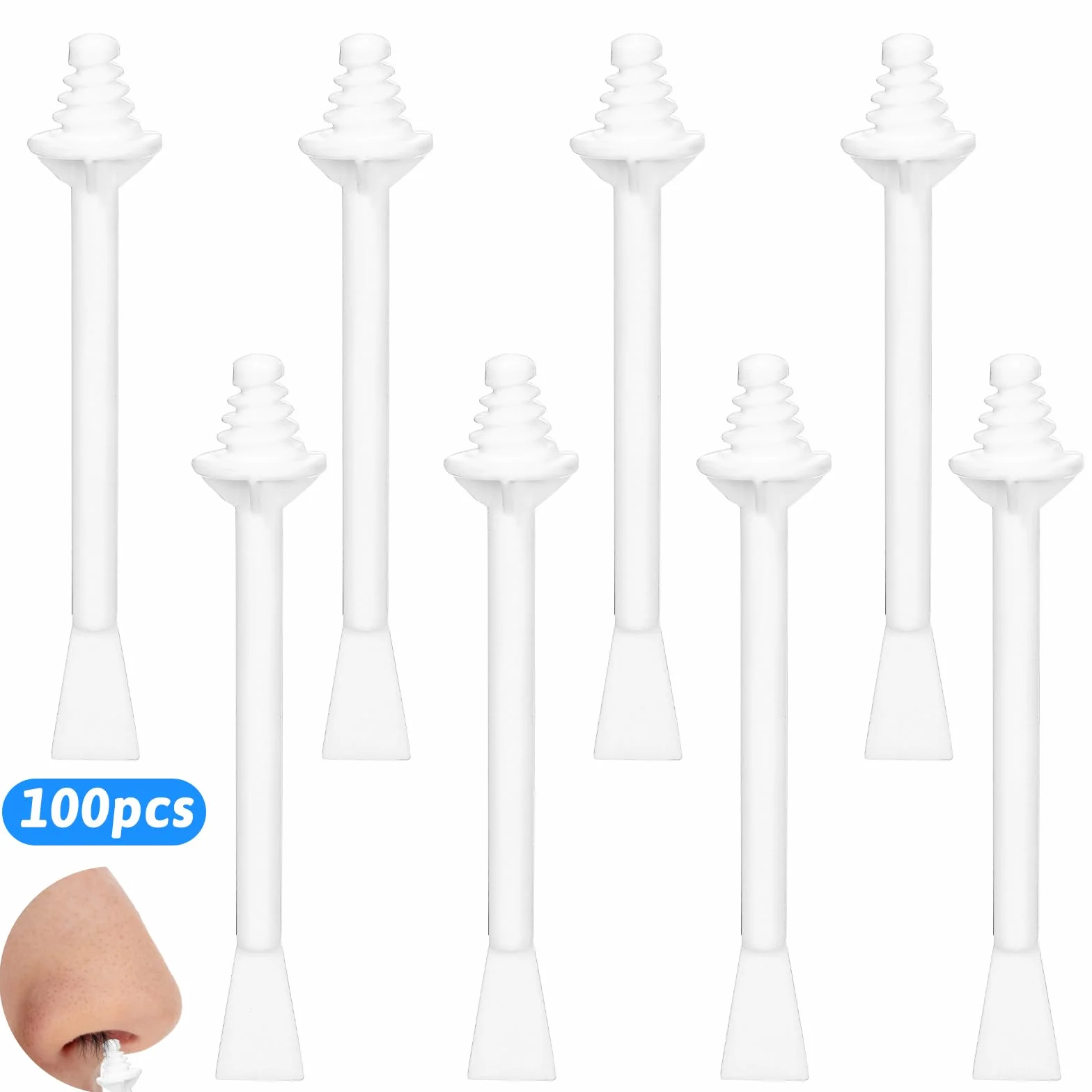 100 sztuk pałeczek do wosku do nosa, aplikatory do włosów w nosie, podwójne zastosowanie, wosk do nosa, pałeczki z tworzywa sztucznego, aplikatory do czyszczenia nozdrzy dla mężczyzn i kobiet