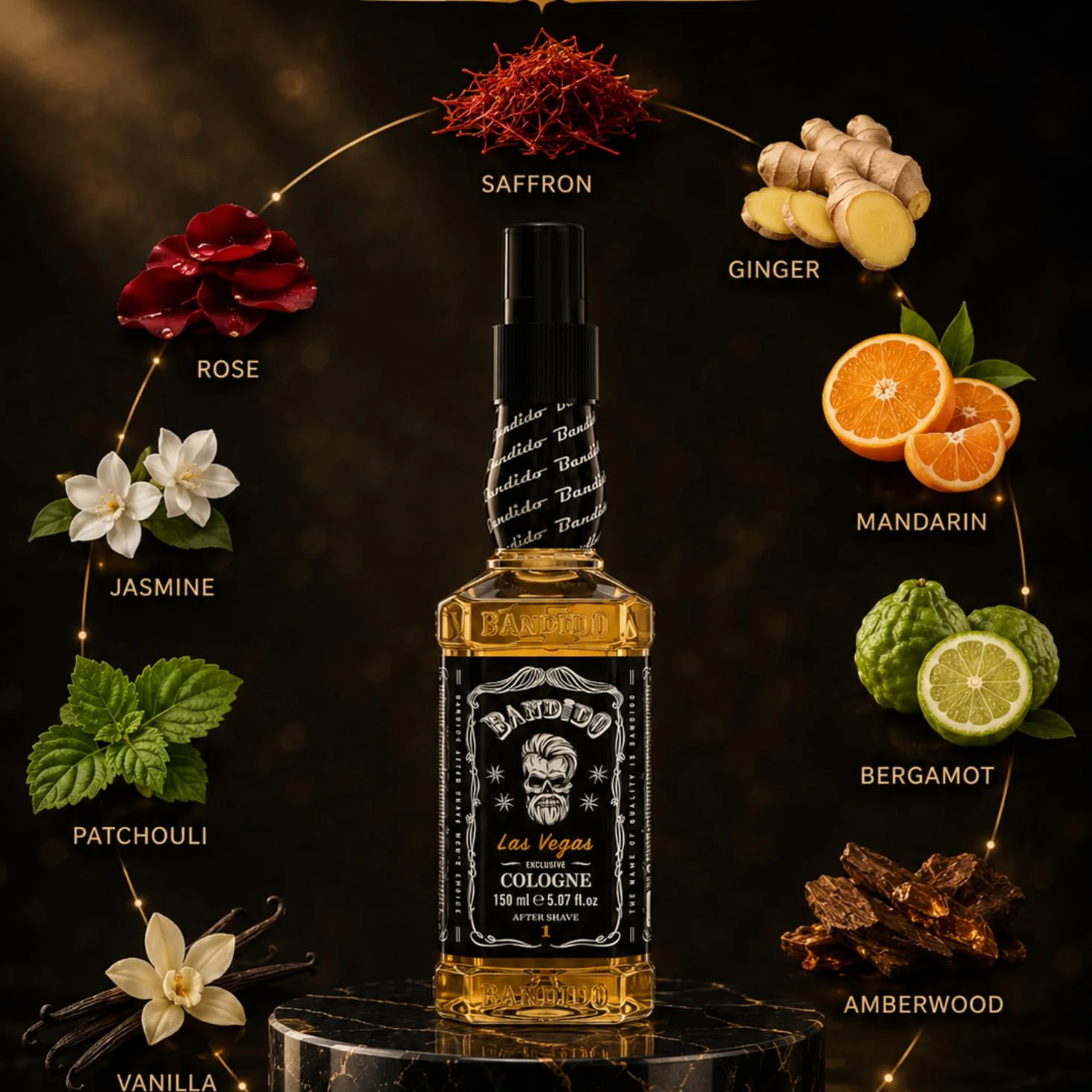 Bandido Eau de Cologne męska woda zapachowa po goleniu woda do golenia dla mężczyzn, odświeża, chłodzi, długotrwały zapach, zapobiega oparzeniom po goleniu i pielęgnacji po goleniu (Las Vegas 150 ml)
