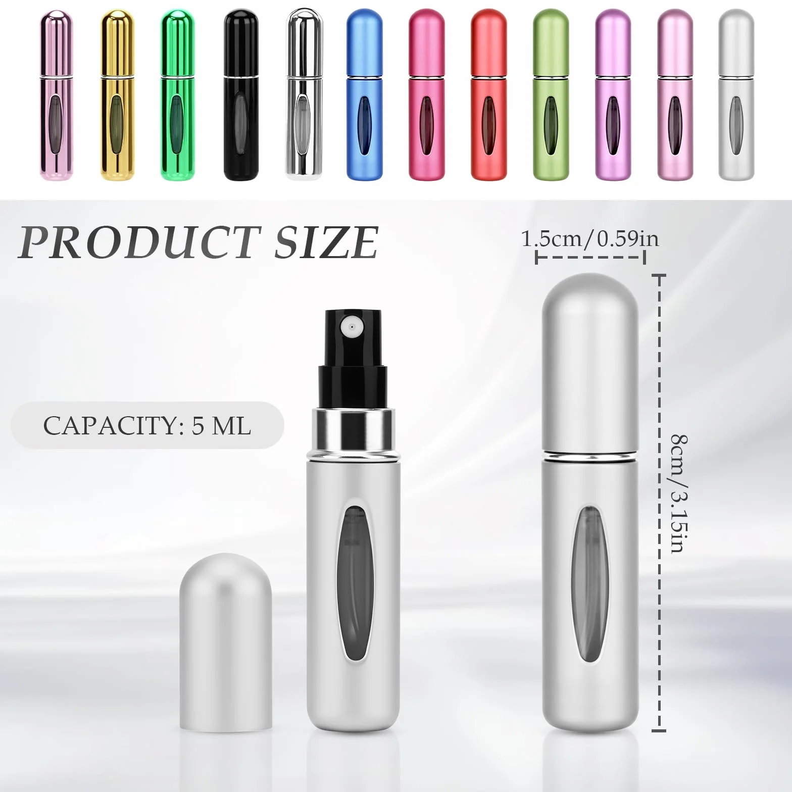 12 sztuk rozpylacz do perfum 5 ml, mini atomizerów do perfum na podróż, dozowniki do perfum, atomizery do perfum z możliwością ponownego napełniania na wakacje, podróże, kemping