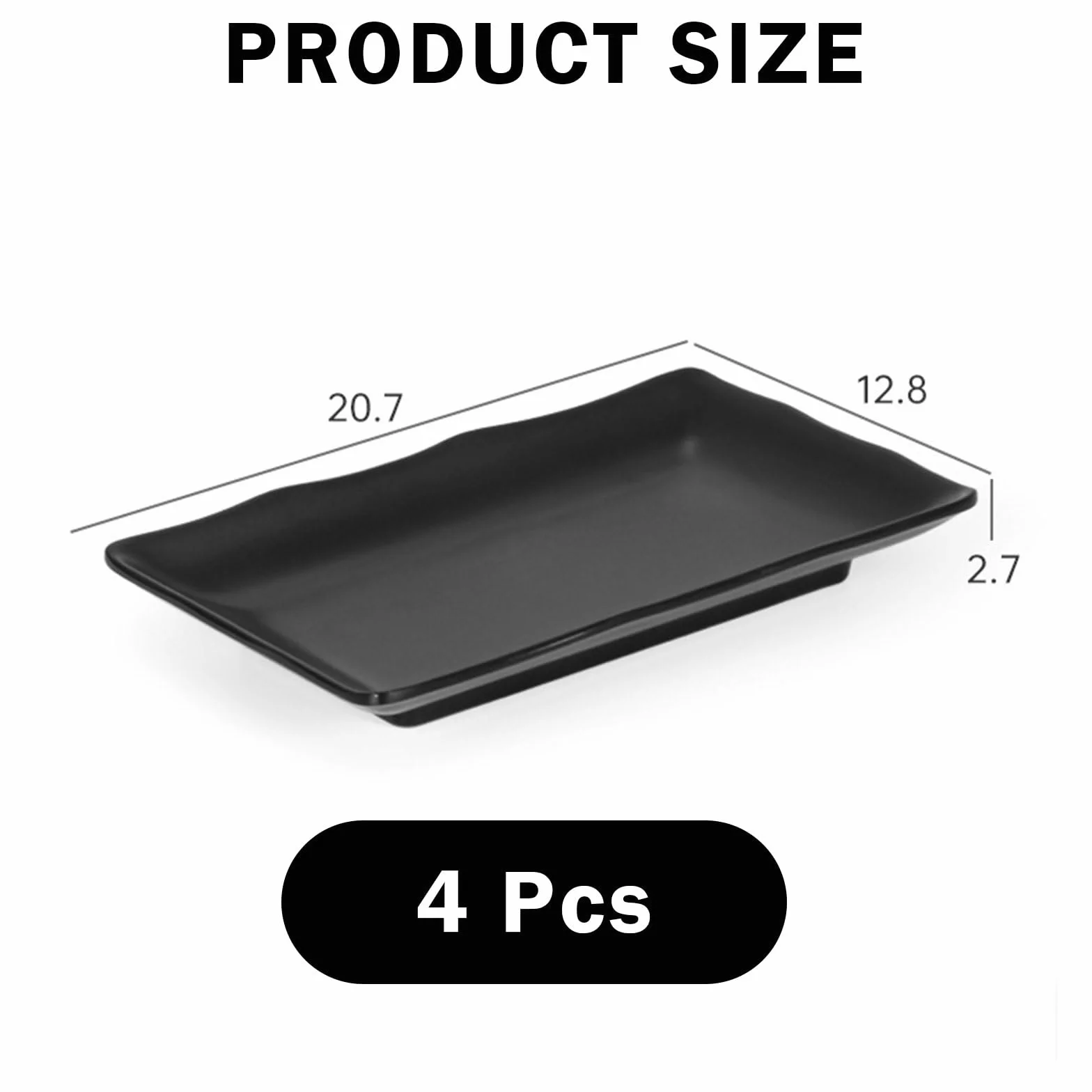 Półmisek prostokątnych 4-częściowy zestaw – 20,7 x 12,8 x 2,7 cm półmisek porcelanowych, półmisek do serwowania porcelany, wielokrotnego użytku, na desery, przystawki, talerze do sałatek
