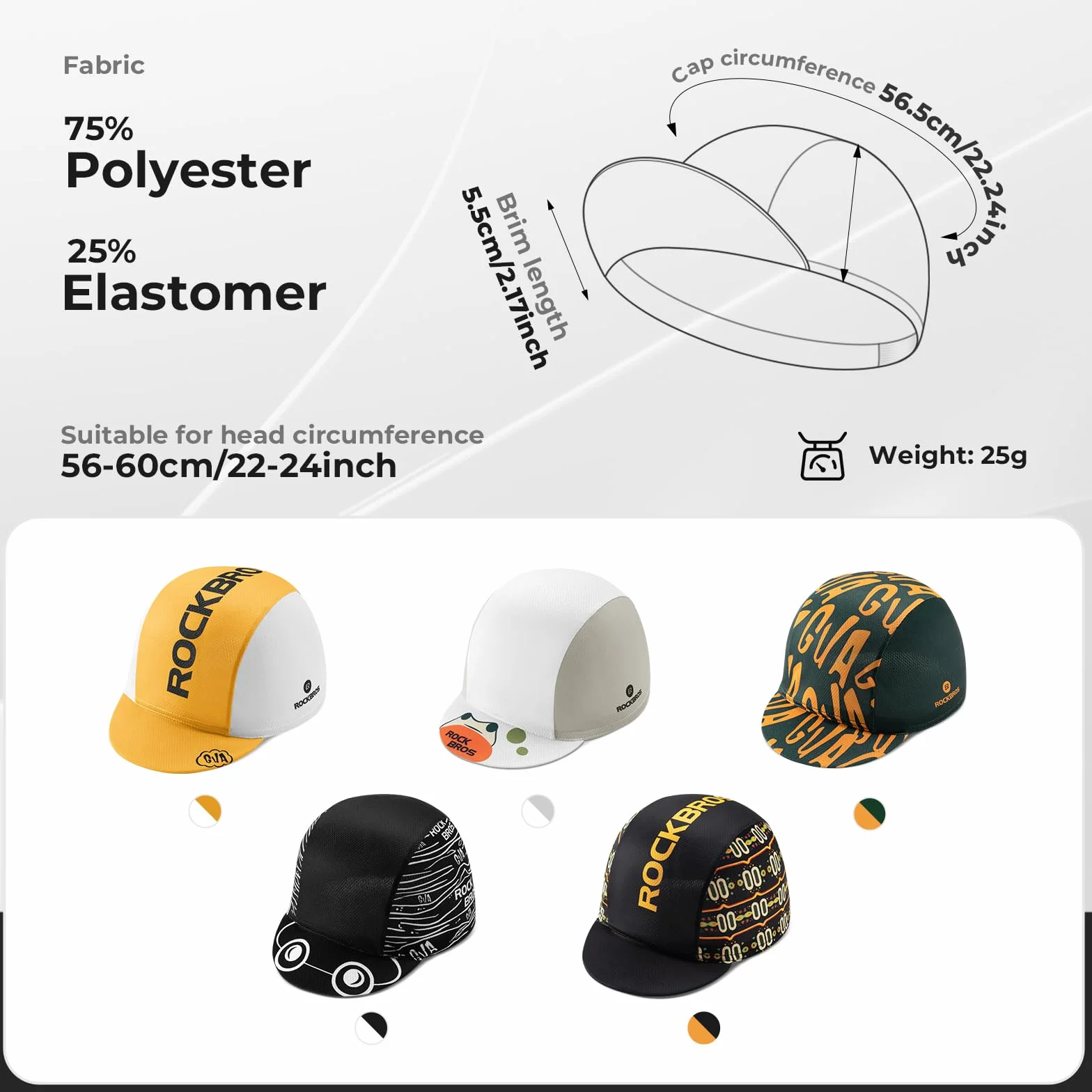 ROCKBROS Czapka Rowerowa Lekka Czapka Rowerowa Przeciwdziałająca Poceniu Się do Sportów Rowerowych, Biegania, Wędkowania, Wędrówek, Pod Kask dla Mężczyzn i Kobiet