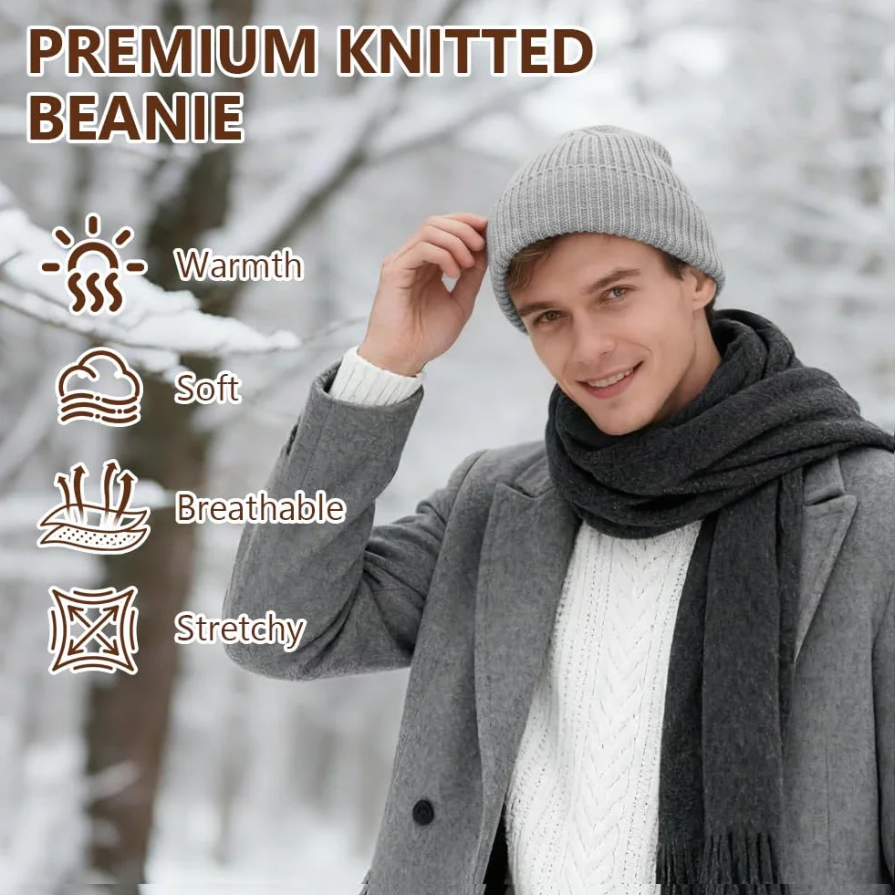 Vicloon Czapka z wełny merynosów dla mężczyzn i kobiet, wełna merino Fisherman, czapka trawler, miękka, rozciągliwa, unisex, męska i damska, zimowa czapka z dzianiny, czapka wełniana