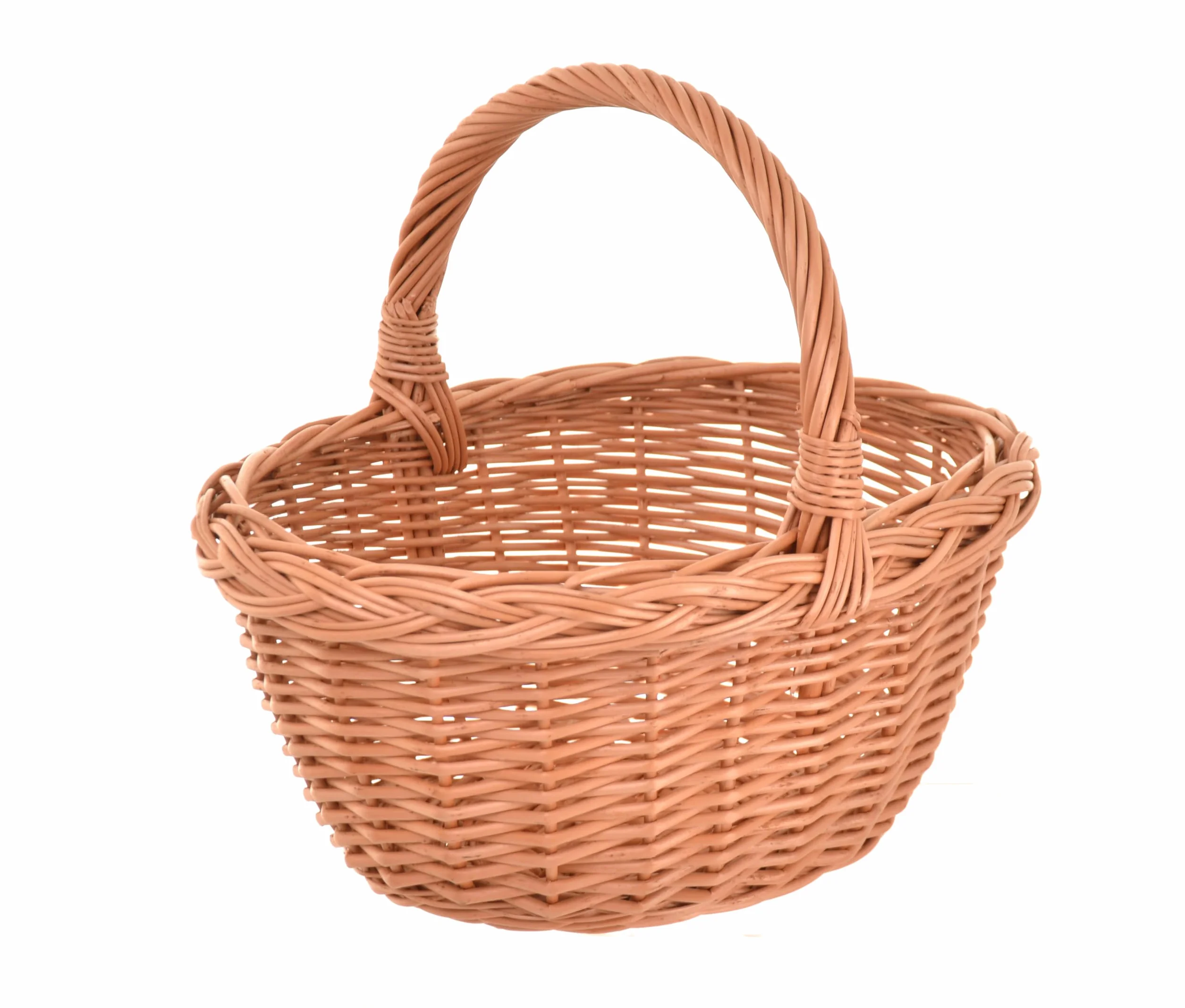 Wiklinowy kosz z uchwytem 32 cm | Wiklinowy kosz na zakupy – kosz do kuchni i prezentów – mały kosz prezentowy pusty, kosz na chleb, koszyk do przenoszenia z wikliny dla dzieci i dorosłych