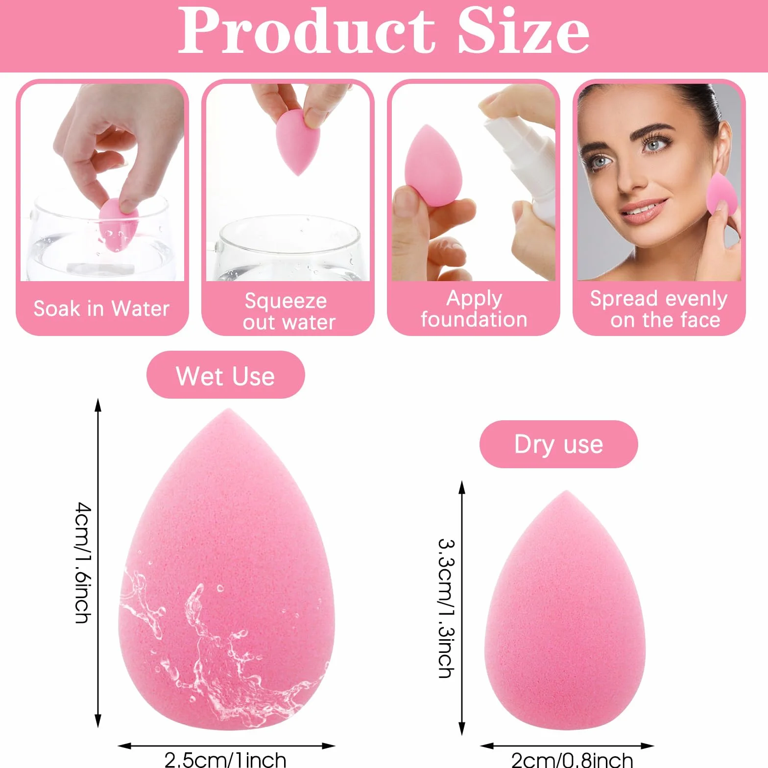 Gjinxi 24 sztuki mini blendera do makijażu, gąbka do makijażu, kosmetyczny, do pudru, pudru, kremów, gąbek kosmetycznych (6 kolorów)