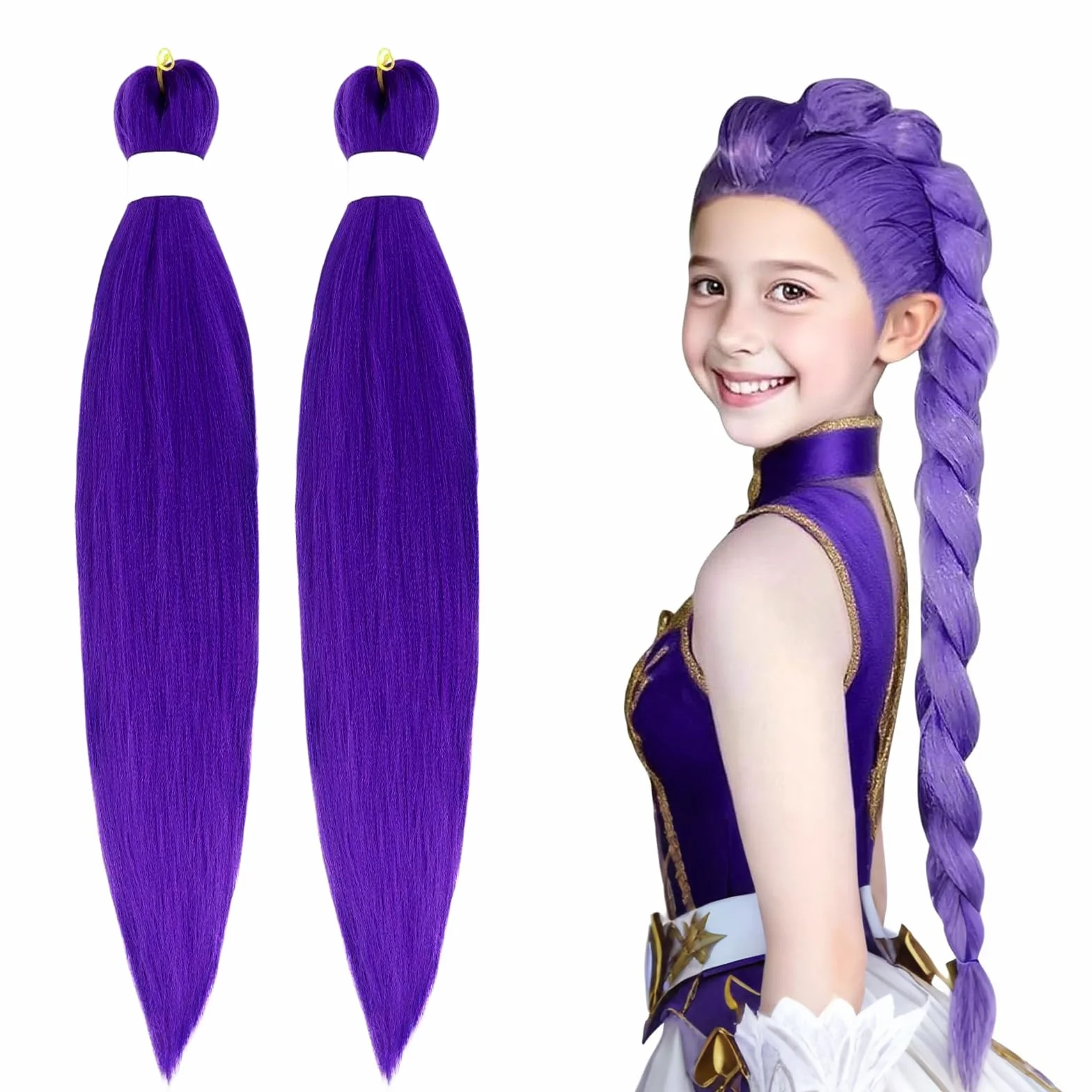 Fioletowy Braiding Hair 2 Peruka Rumi 30 cali Peruka Kpop Nadaje się do tworzenia różnorodnych kreatywnych stylizacji na Boże Narodzenie, Cosplay i występy sceniczne