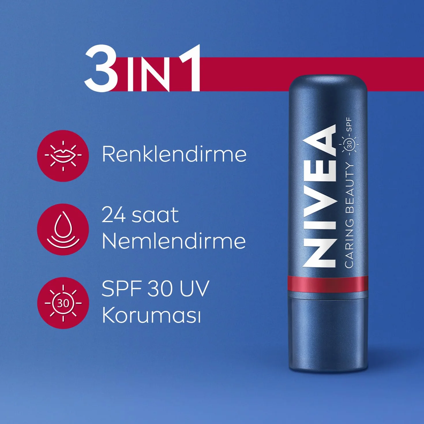 NIVEA Pielęgnująca pomadka do ust Caring Beauty 3w1 Red 4,8 g