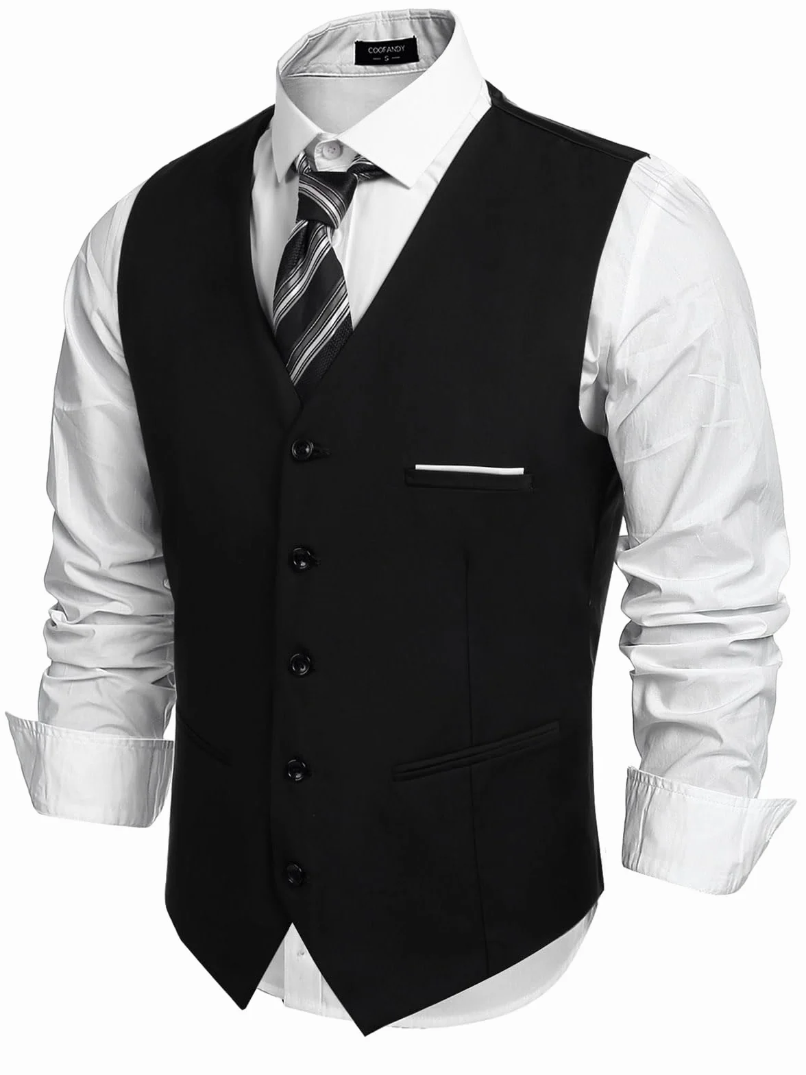 COOFANDY Męska kamizelka, garnitur, dekolt w serek, bez rękawów, slim fit, garnitur biznesowy, wesele
