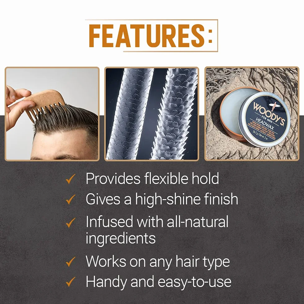 Woodys Headwax Natural Beeswax for Men 2 oz Pomade