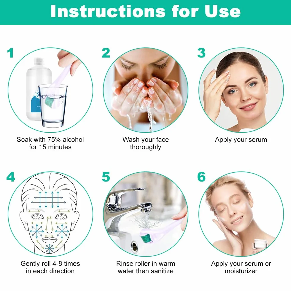 ACWOO Roller do brody 0,5 mm, Derma roller, Mikroigłowa rolka do brody, stymulująca wzrost, Derma roller do twarzy/ciała, Mikroigłowy pen do usuwania blizn, Mikroigłowa rolka do pielęgnacji skóry