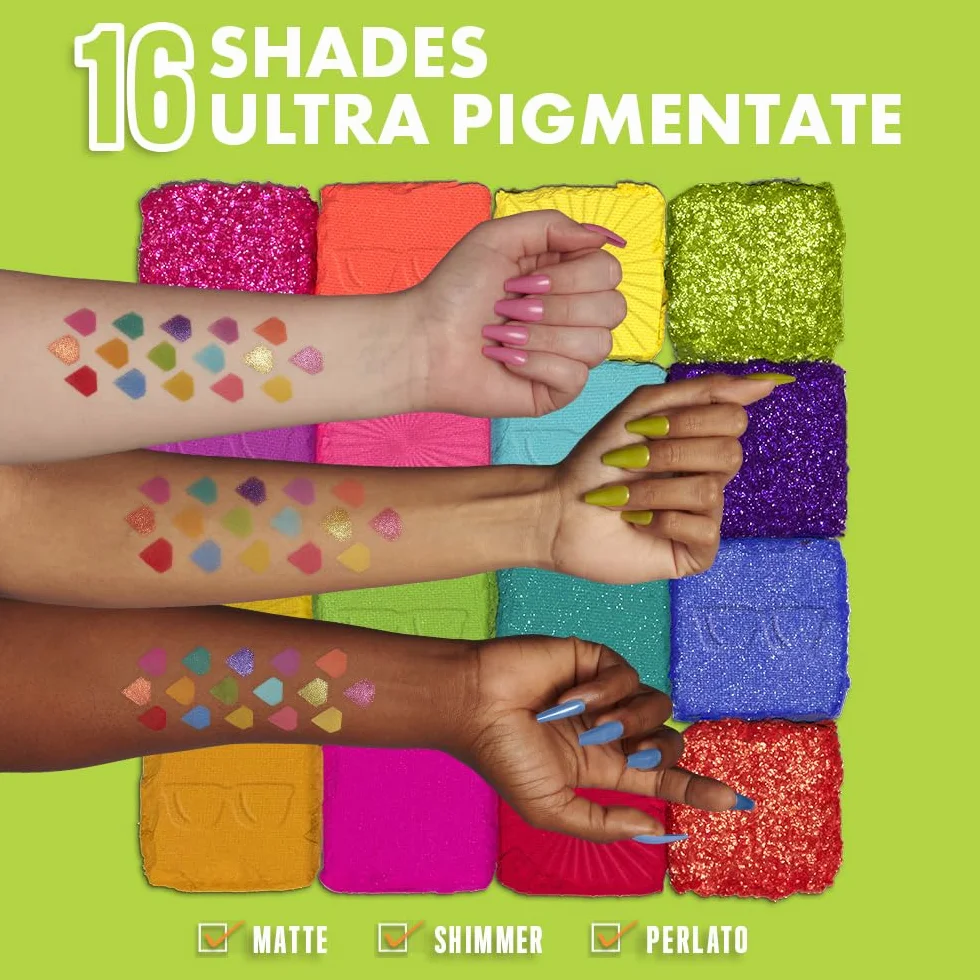 NYX Professional Makeup Ultimate Edit Petite Shadow Palette paleta 16 cieni do powiek o różnym wykończeniu, kolory tęczy, Brights