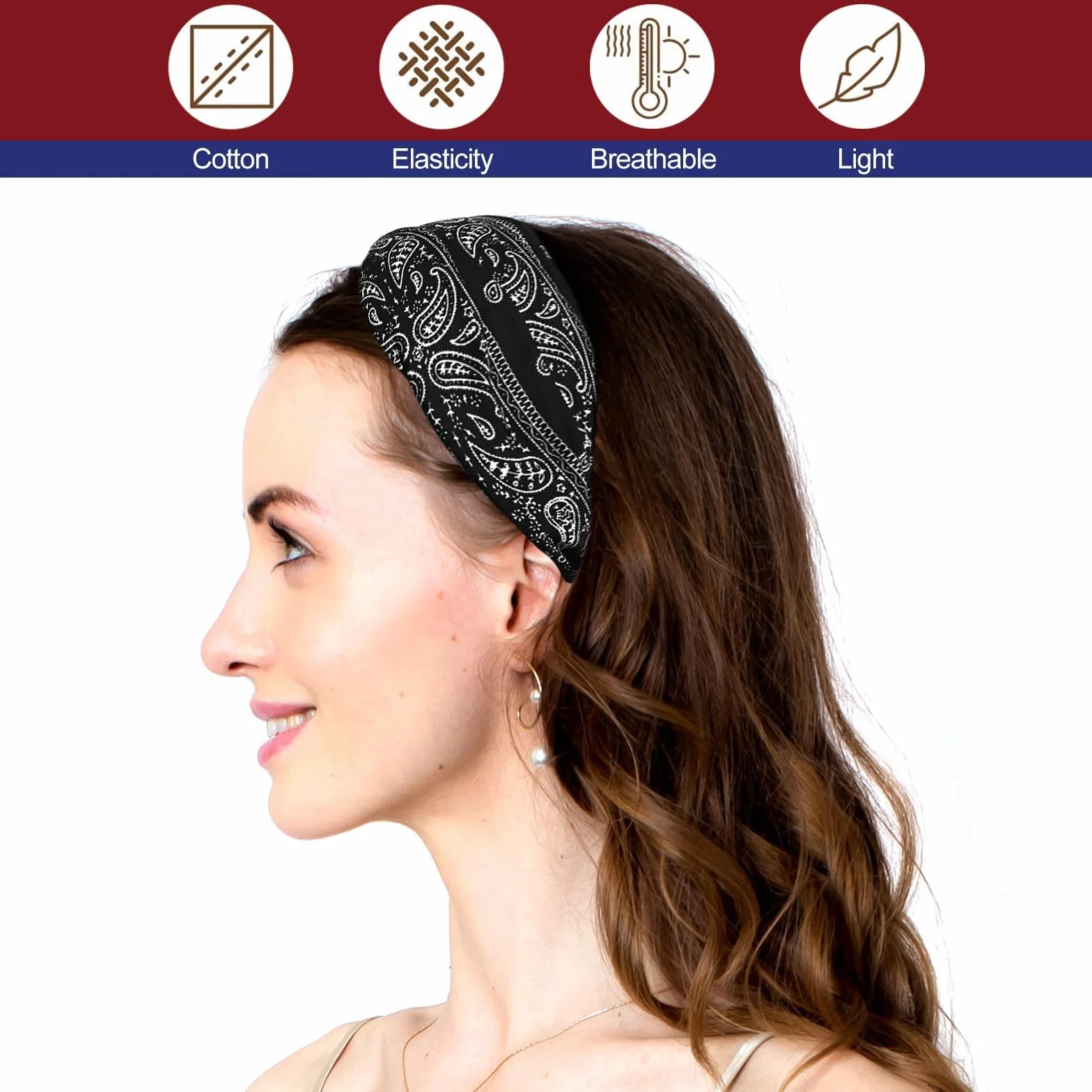 Opaski do włosów boho krzyżujące się antypoślizgowe turban vintage 6 szt.