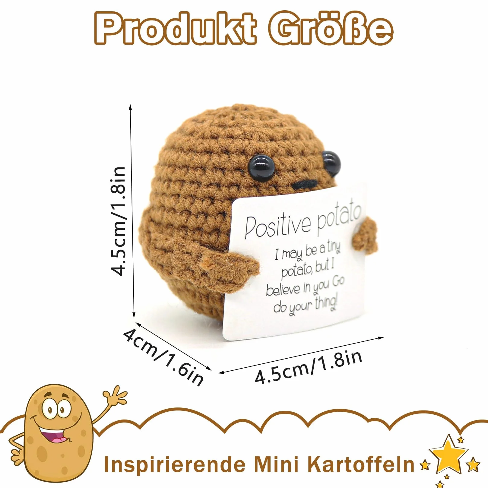 Idota Positive Potato, Inspirational Tiny Potato lalka śmieszna dziergana zabawka z motywem ziemniaków, prezent dla najlepszego przyjaciela i pożegnalny prezent