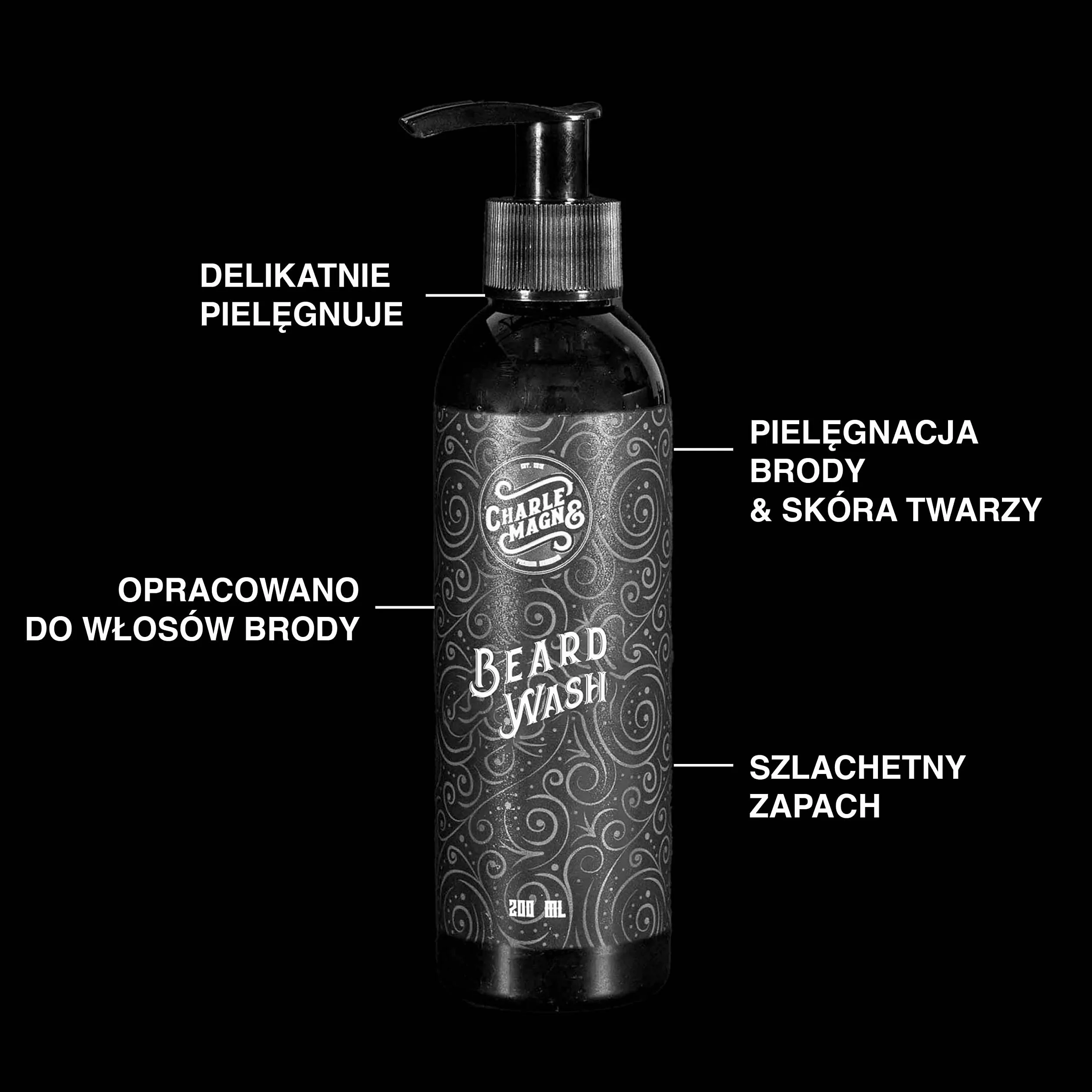 Charlemagne Beard Wash – szampon do brody dla mężczyzn Made in Germany – Płyn do mycia i pielęgnacji brody, wąsów oraz nawilżenia skóry