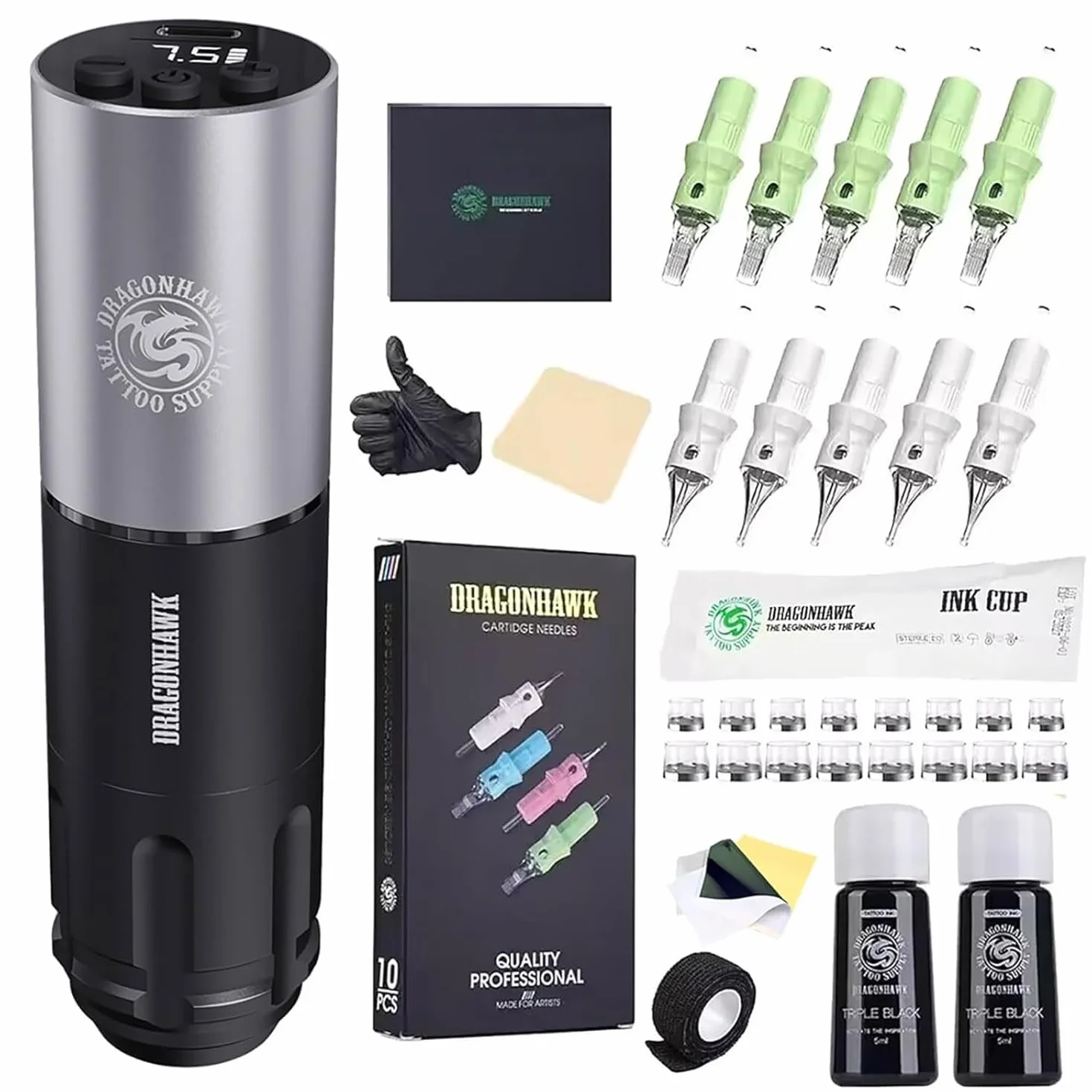 Extreme Tattoo Maszyna Kitowa Dragonhawk A Line A1 Rotary Pen Gun Kompletny Set Opony I Nadelki dla Rozpoczątkarzy