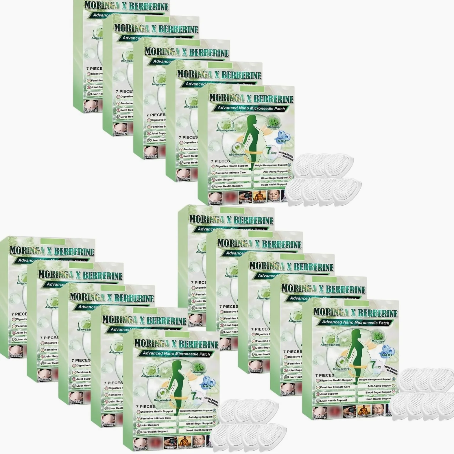 Plaster Moringa x Berberine 10 w 1, Nano Microneedle Odchudzająca naszywka, naturalne składniki, łatwa w aplikacji, niewidoczna pod ubraniem, idealna dla mężczyzn i kobiet
