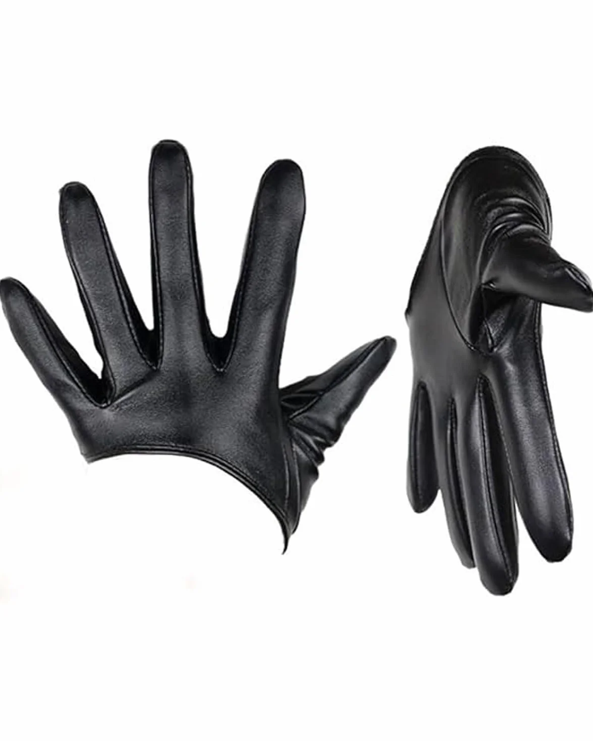 Damskie krótkie rękawiczki ze sztucznej skóry miękkiej pół dłoni, czarne punk, gotyckie akcesoria unisex na imprezę cosplay