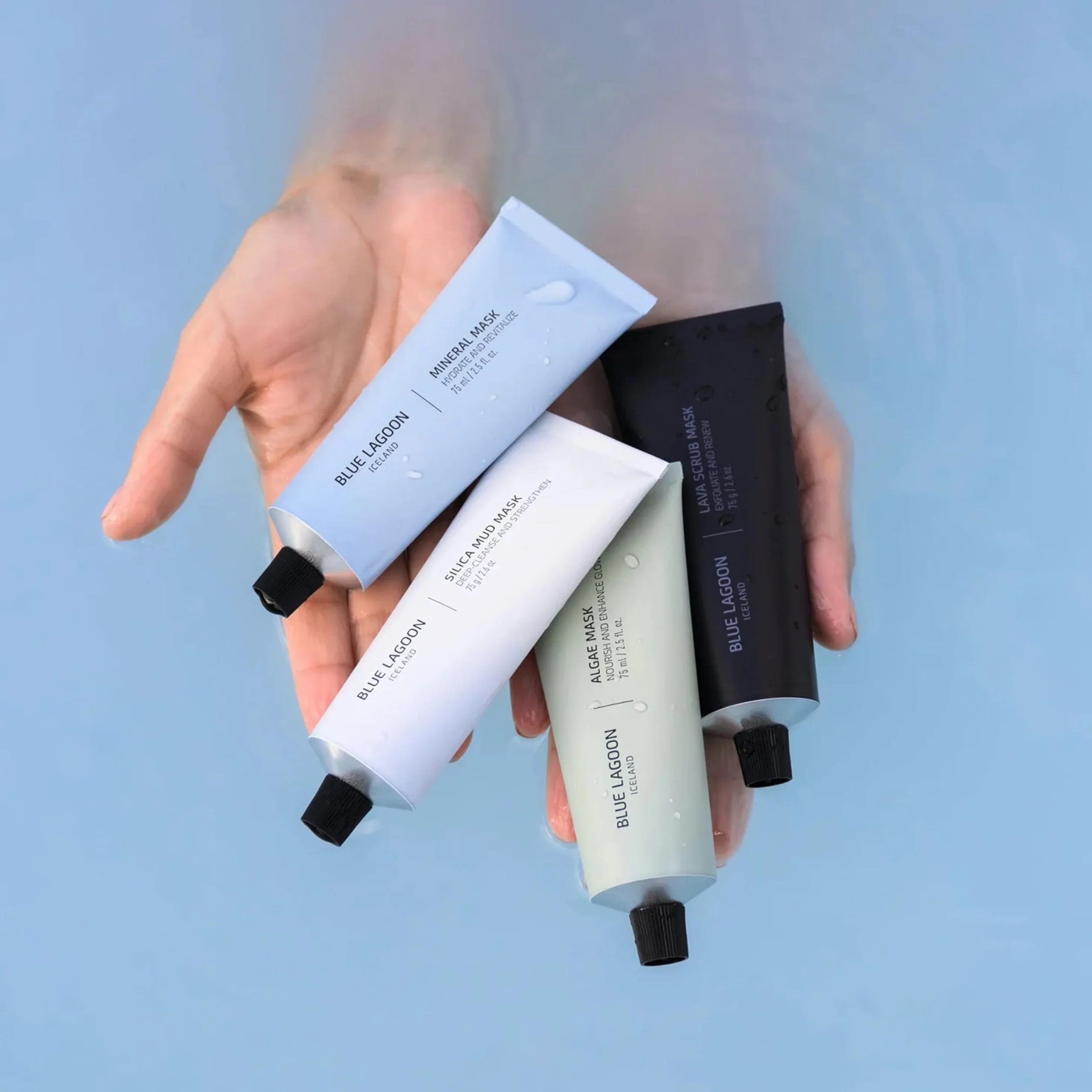 Blue Lagoon - Signature Masks zestaw podróżny | zrównoważona, bioaktywna, luksusowa pielęgnacja skóry (4 sztuki, zestaw, po 30 ml)