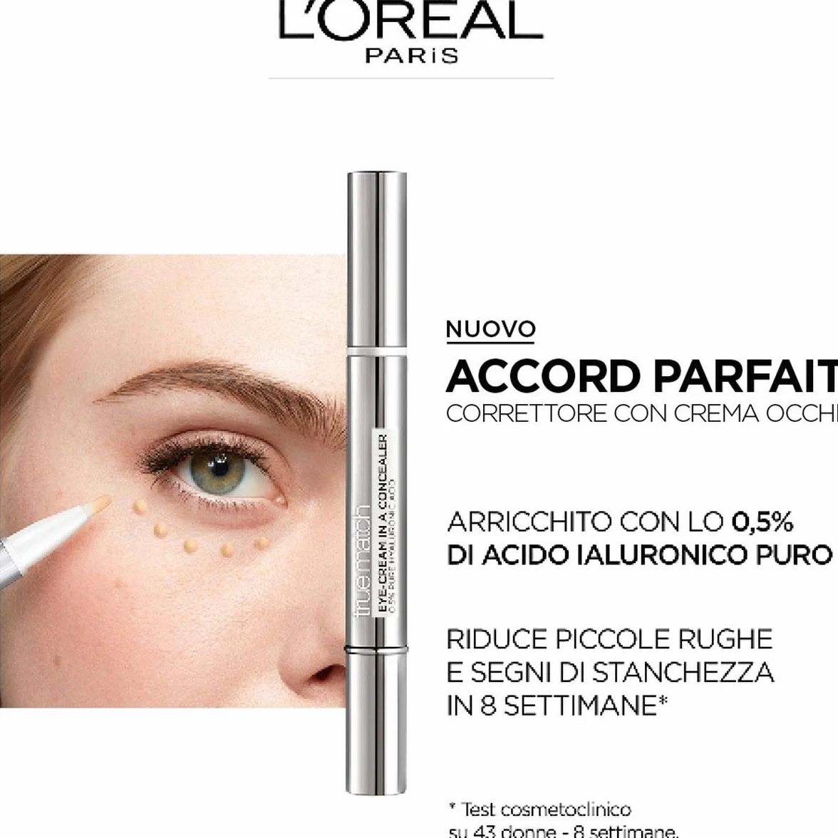L'Oréal París Accord corrector Parfait Eye Cream in a Concealer tono medio claro 3-5.5R Peach