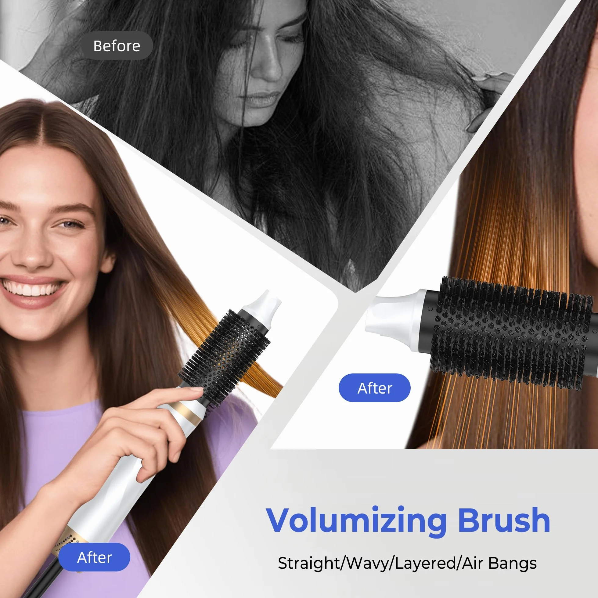 Airstyler 5 w 1, 1000 W, lokówka do włosów, szczotka do włosów z ciepłym powietrzem, okrągła suszarka do włosów, lokówka, prostownica do włosów, 3 temperatury do stylizacji włosów, wygładzania