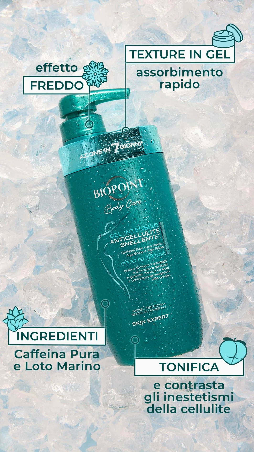 Biopoint - Antycellulitowy intensywny żel do ciała, efekt ujędrniający, osuszający i tonizujący, wspomaga redukcję akumulacji i przeciwdziałanie znieczuleniu, 400 ml