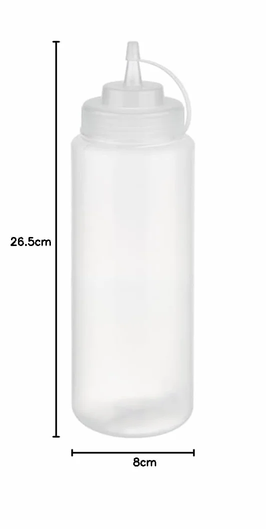 APS 93259 butelka do wyciskania, Ø 8 cm, wysokość 26,5 cm, 1025 ml, polietylen, przezroczysta, z zakrętką i zakrętką