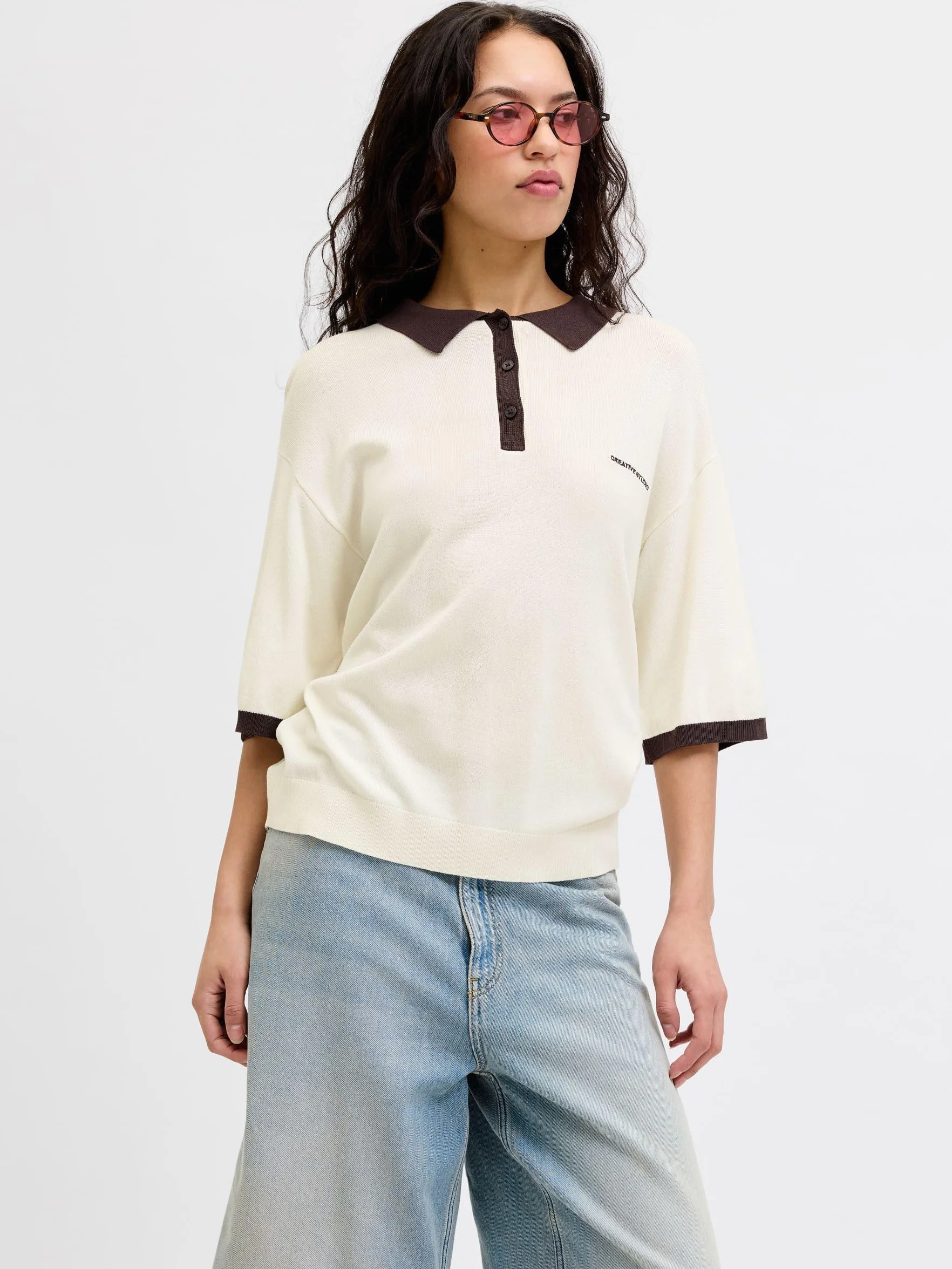 JACK & JONES Jxvilda SS Polo Knit Kobiety Jxvilda Ss Polo Knit (1 w zestawie)