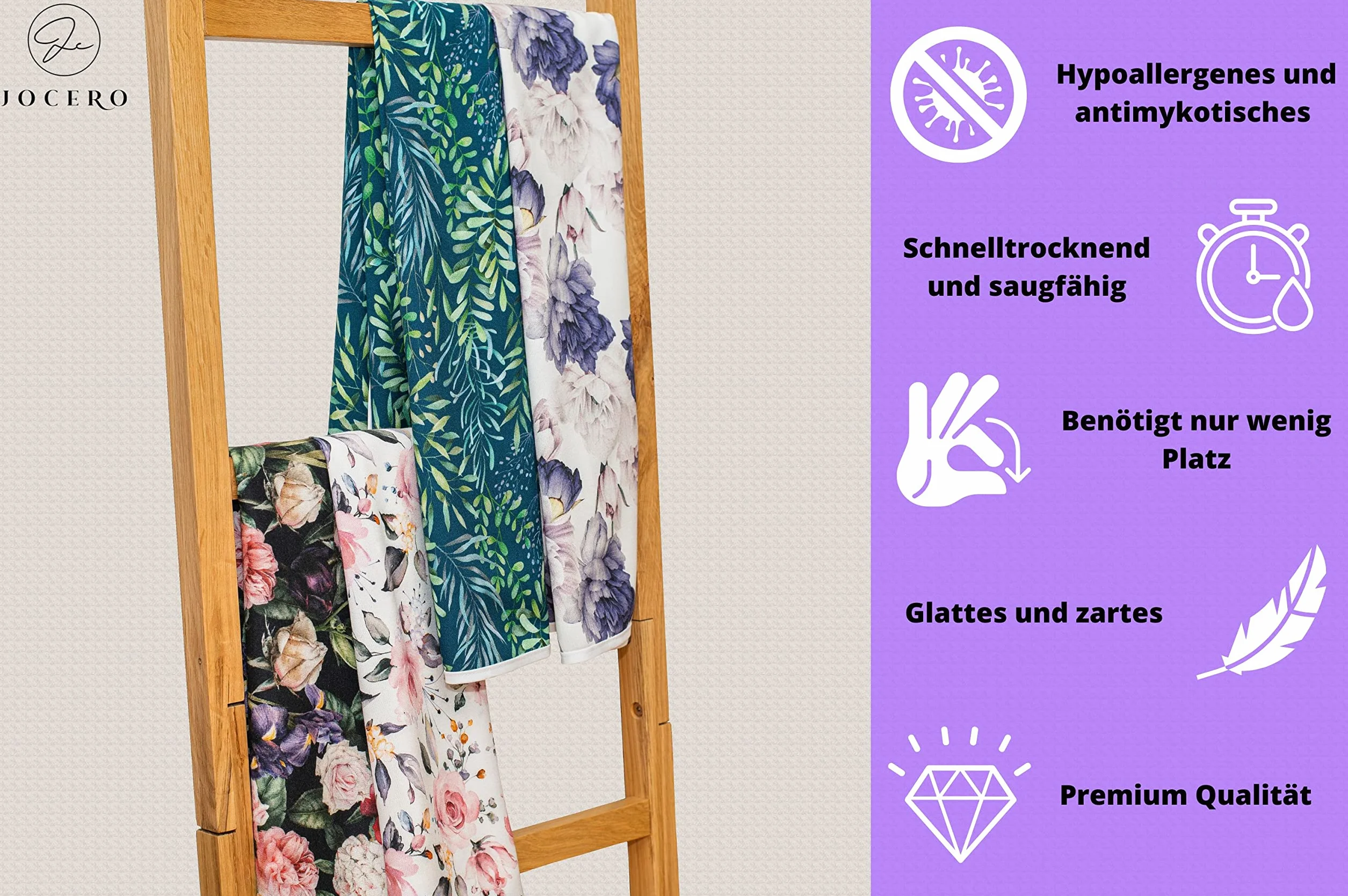 RĘCZNIK do włosów z wiskozy bambusowej PEONIE 100x78 cm JOCERO, delikatny dla długich, prostych i kręconych włosów, NATURALNY produkt z bambusa, ECO turban, gładka tkanina 100% wiskoza bambusowa