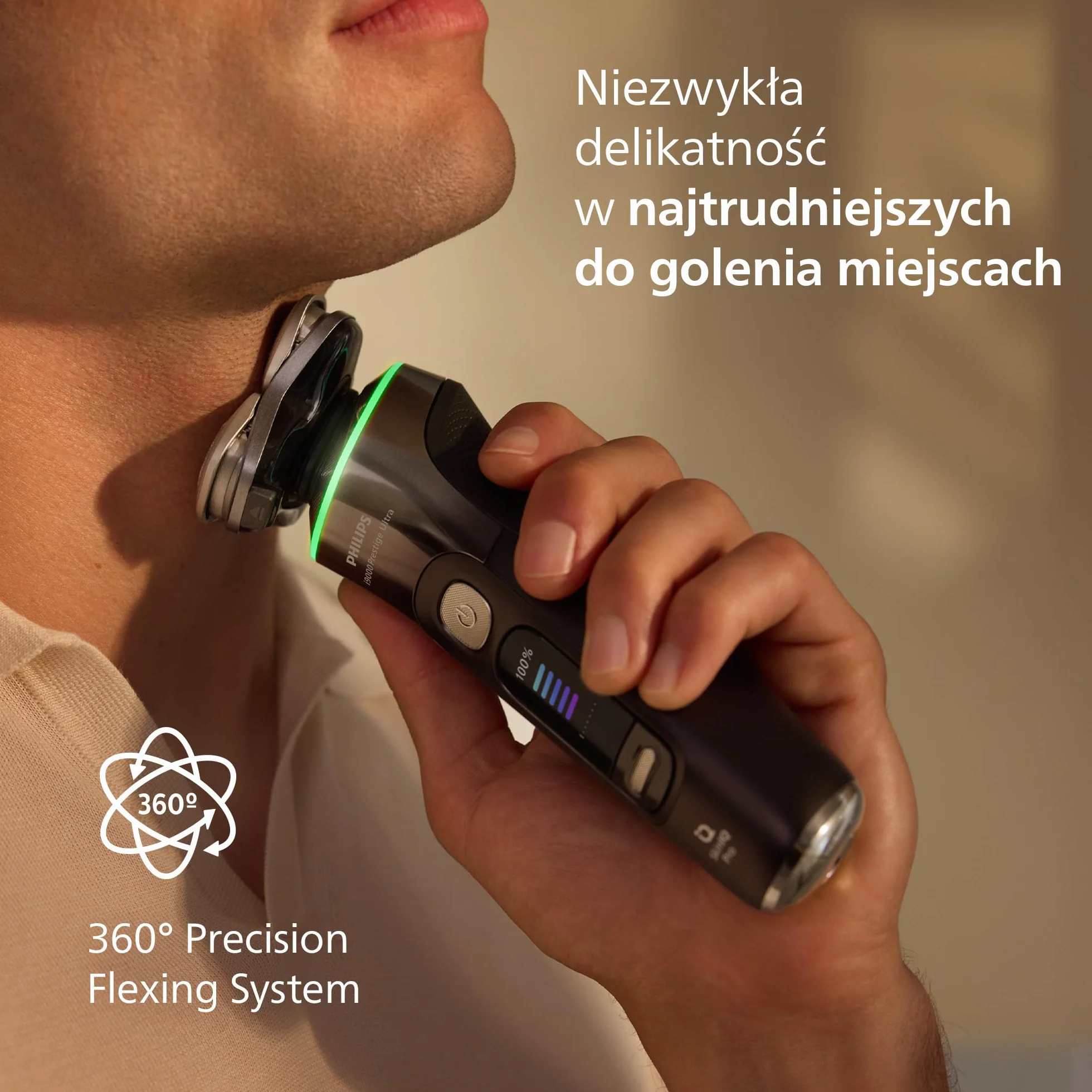 Philips Shaver i9000 Prestige Ultra, golarka elektryczna do golenia na sucho i mokro z technologią Skin IQ Pro, System Triple Lift & Cut, obrotowe 360º ostrza, 5 trybów golenia, Model XP9405/31
