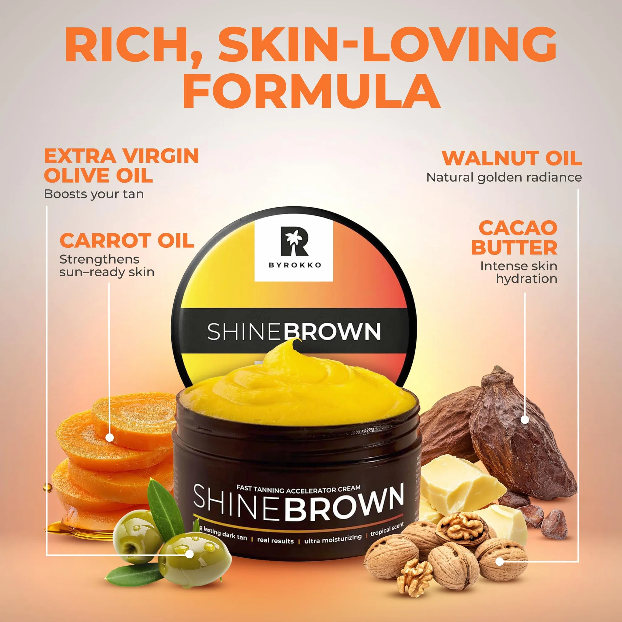 Shine Brown Premium Krem przyspieszający opalanie (210 ml), Skuteczny w solarium i na słońcu, Osiągnij naturalną opaleniznę dzięki naturalnym składnikom