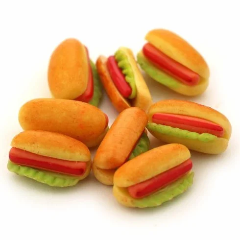 MyTinyWorld 6 x domek dla lalek miniaturowy hot dog i sałata w koku z ketchupami