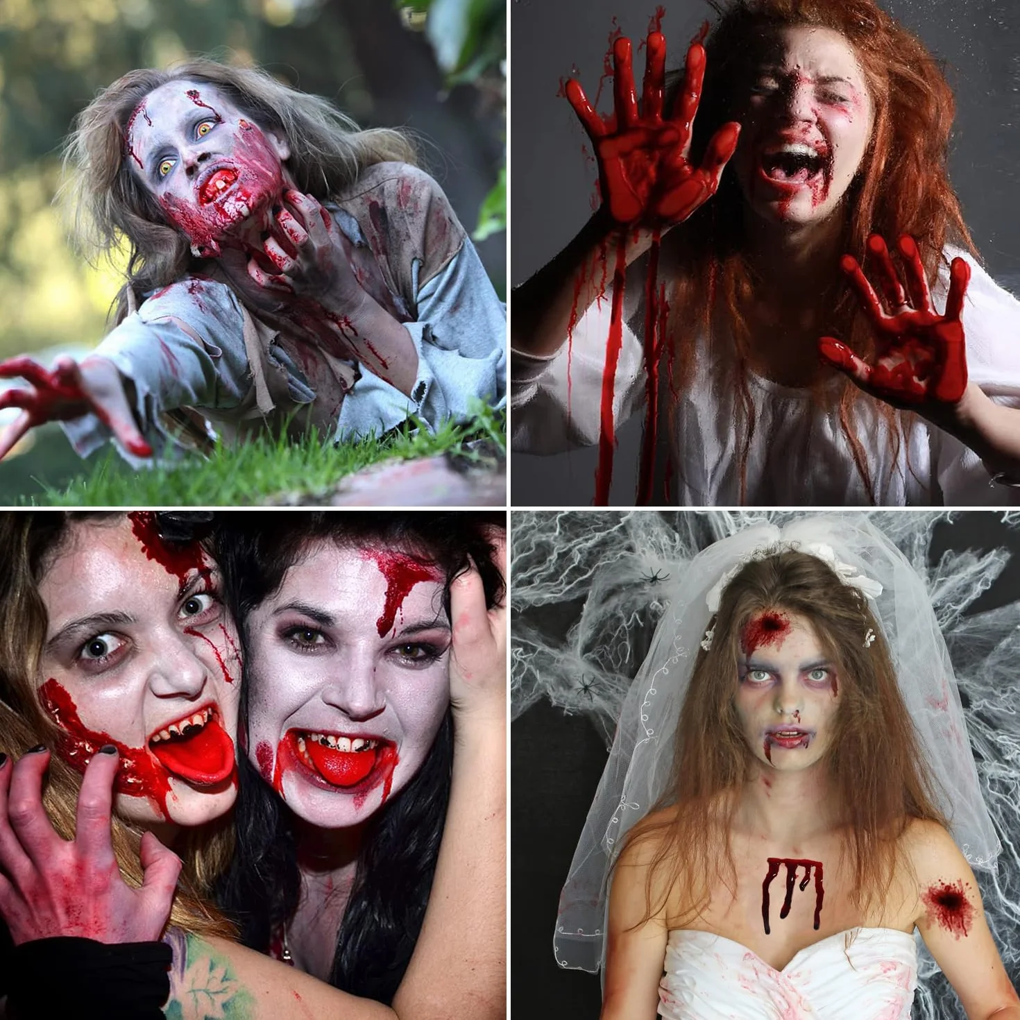 Zestaw sztucznej krwi, 60ml sztucznej krwi w sprayu i 60ml krwi kapiącej oraz 40ml żelowej krwi skupionej, sztuczne makijażowe malowanie ciała na Halloween, do kostiumów zombie, wampira i