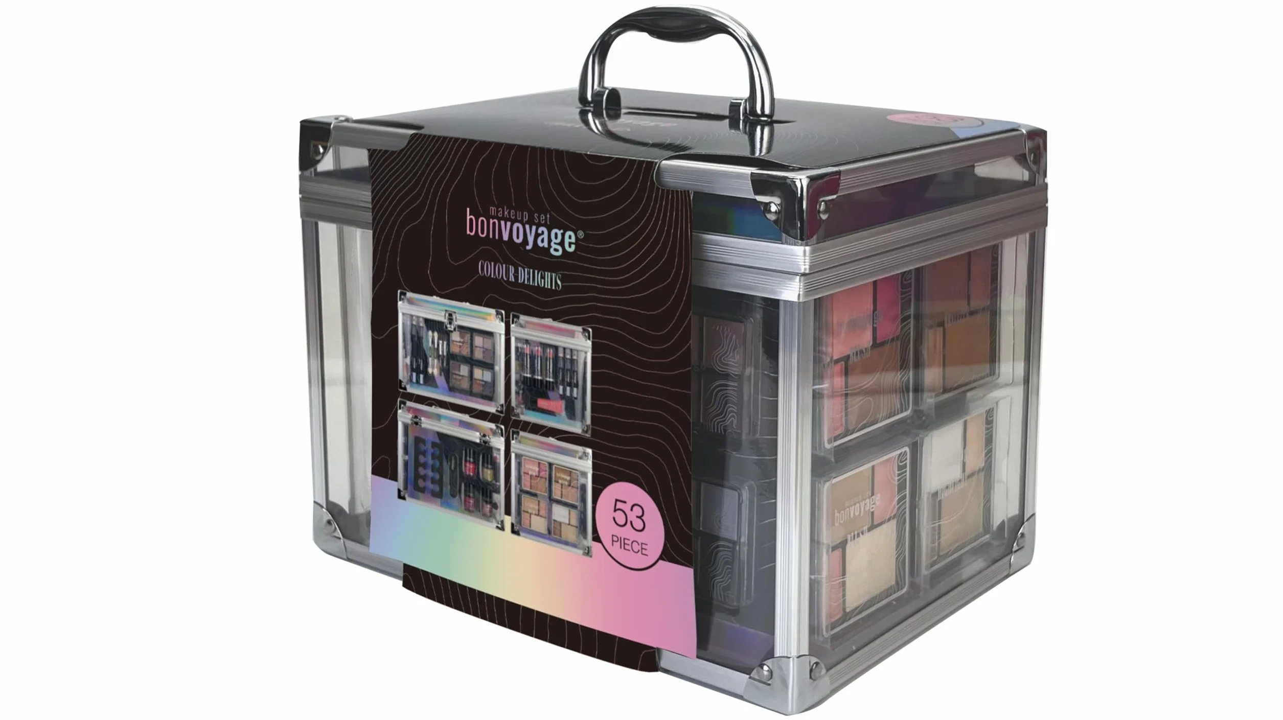 Bonvoyage Zestaw do Makijażu Colour Delights Przenośna Przezroczysta Walizeczka