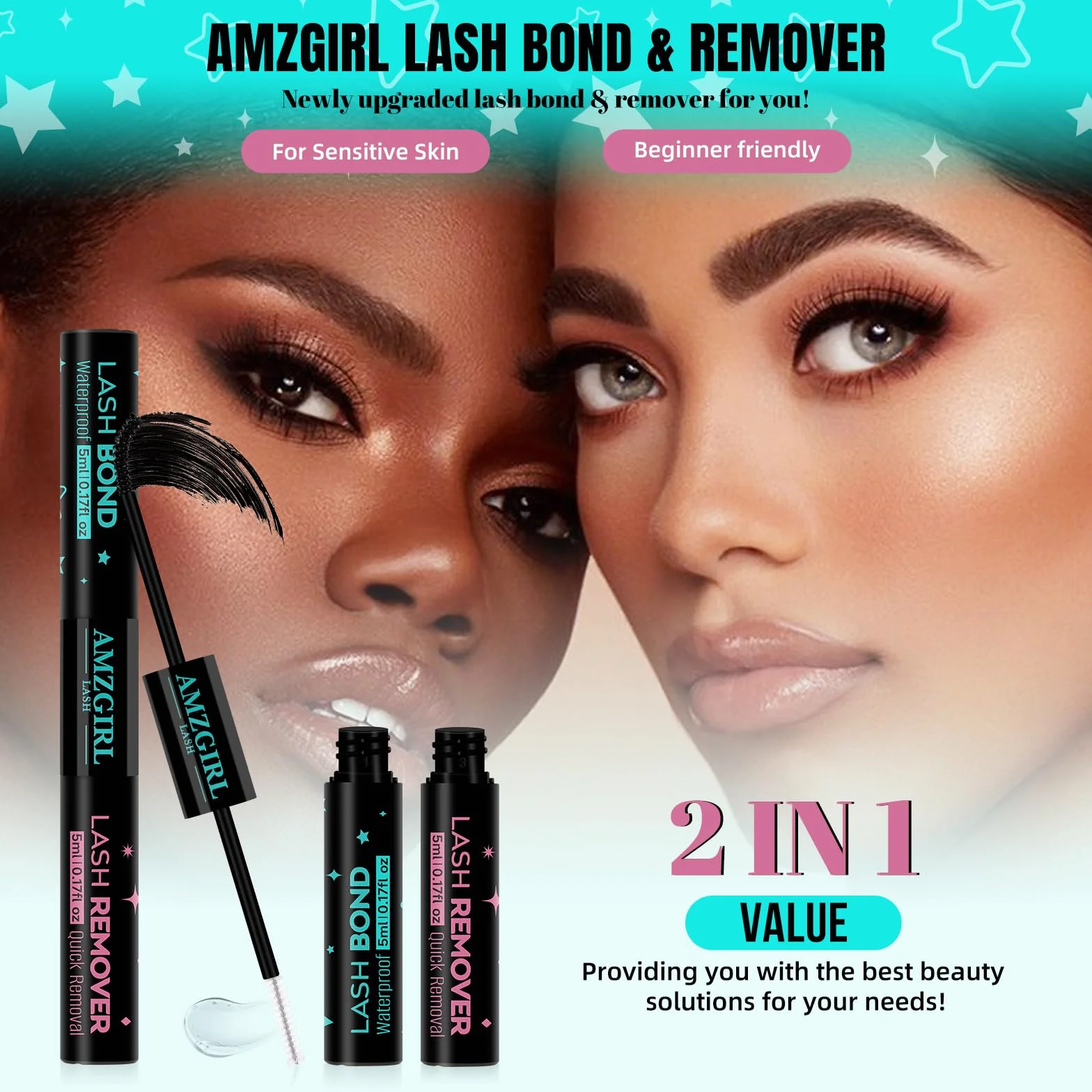 AMZGlRL klej do rzęs wodoodporny 5 ml + 5 ml