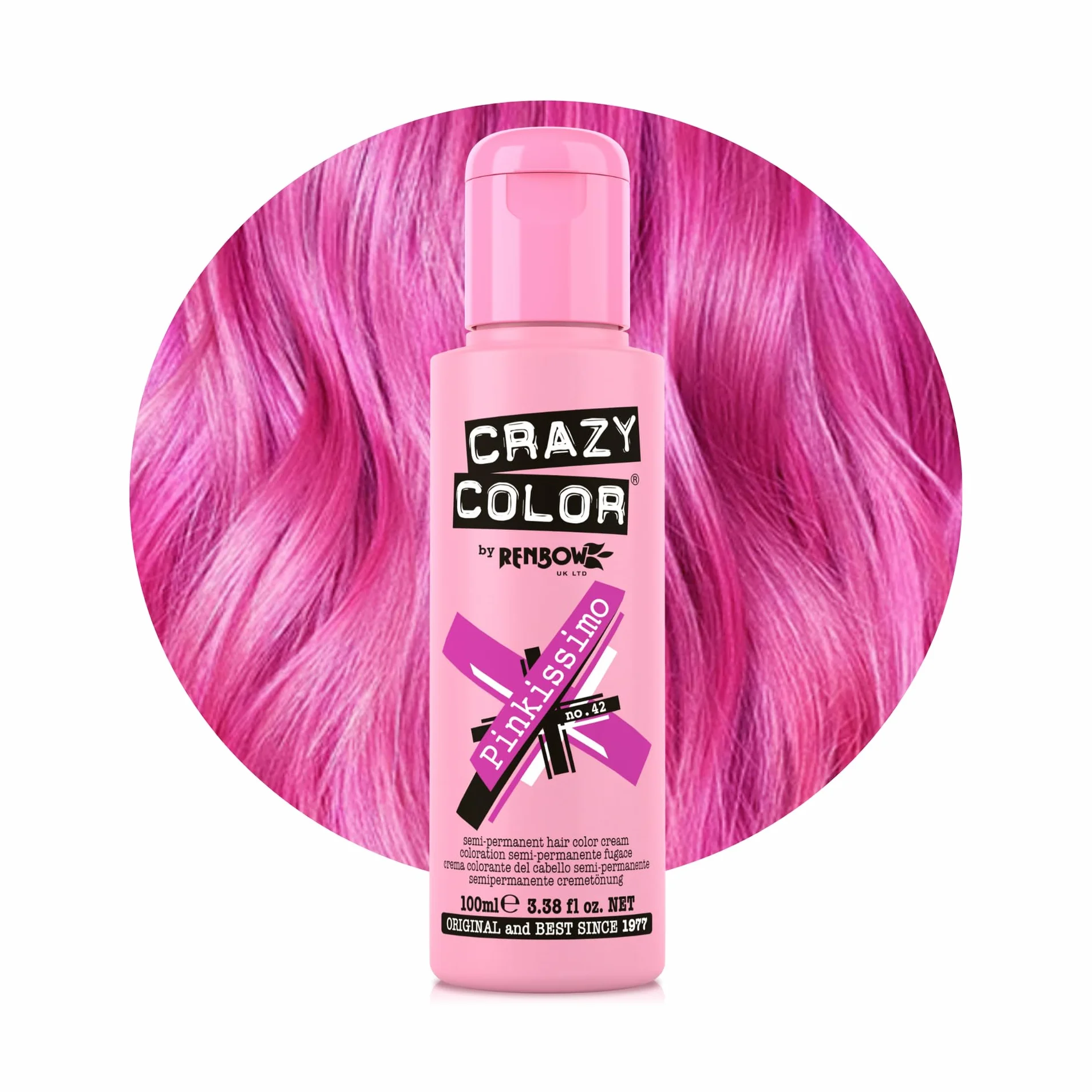 Renbow Crazy Color Semi-Permanent Hair Color Dye pinkissimo 42-100 ml, 1 opakowanie (1 x 115 g)